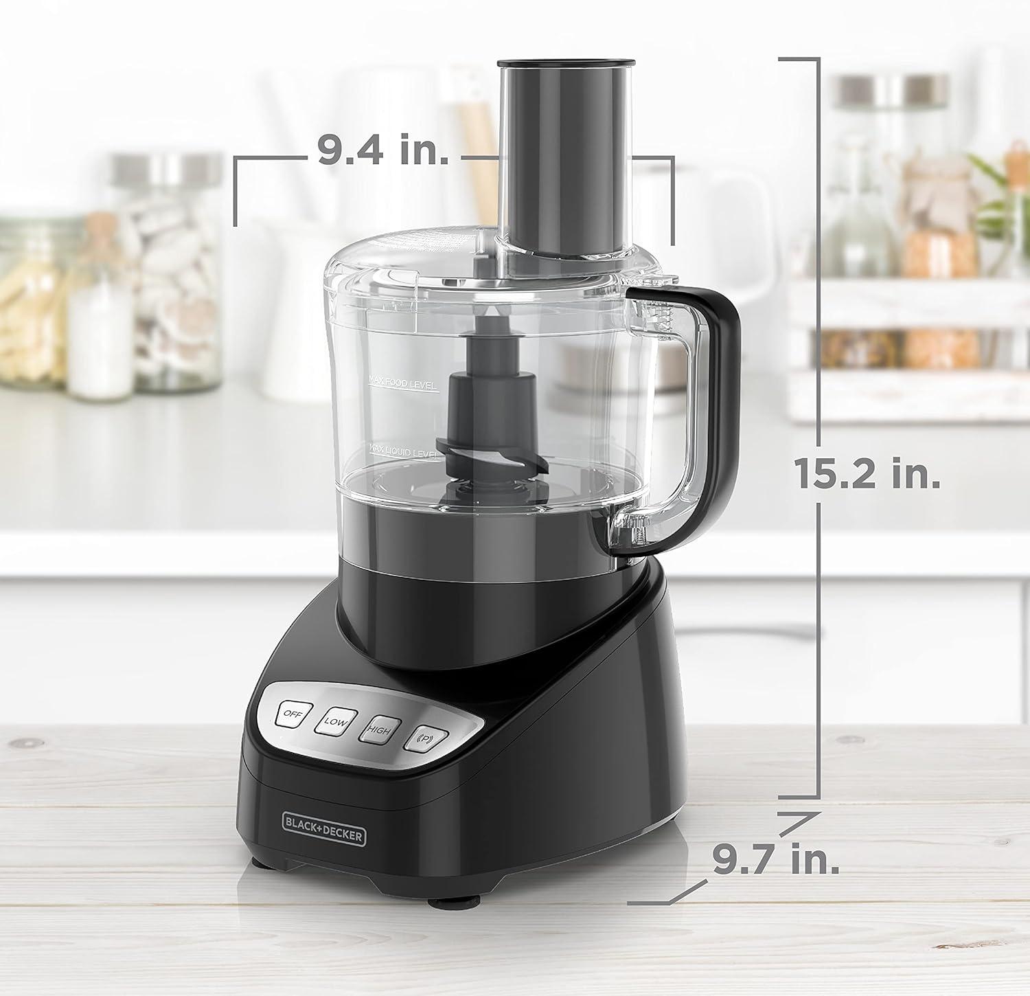 imageBLACKDECKER 8Cup Food Processor Easy Assembly Stainless Steel SBlade Shred Slice Chop Puree 450W MotorFOODGRATER