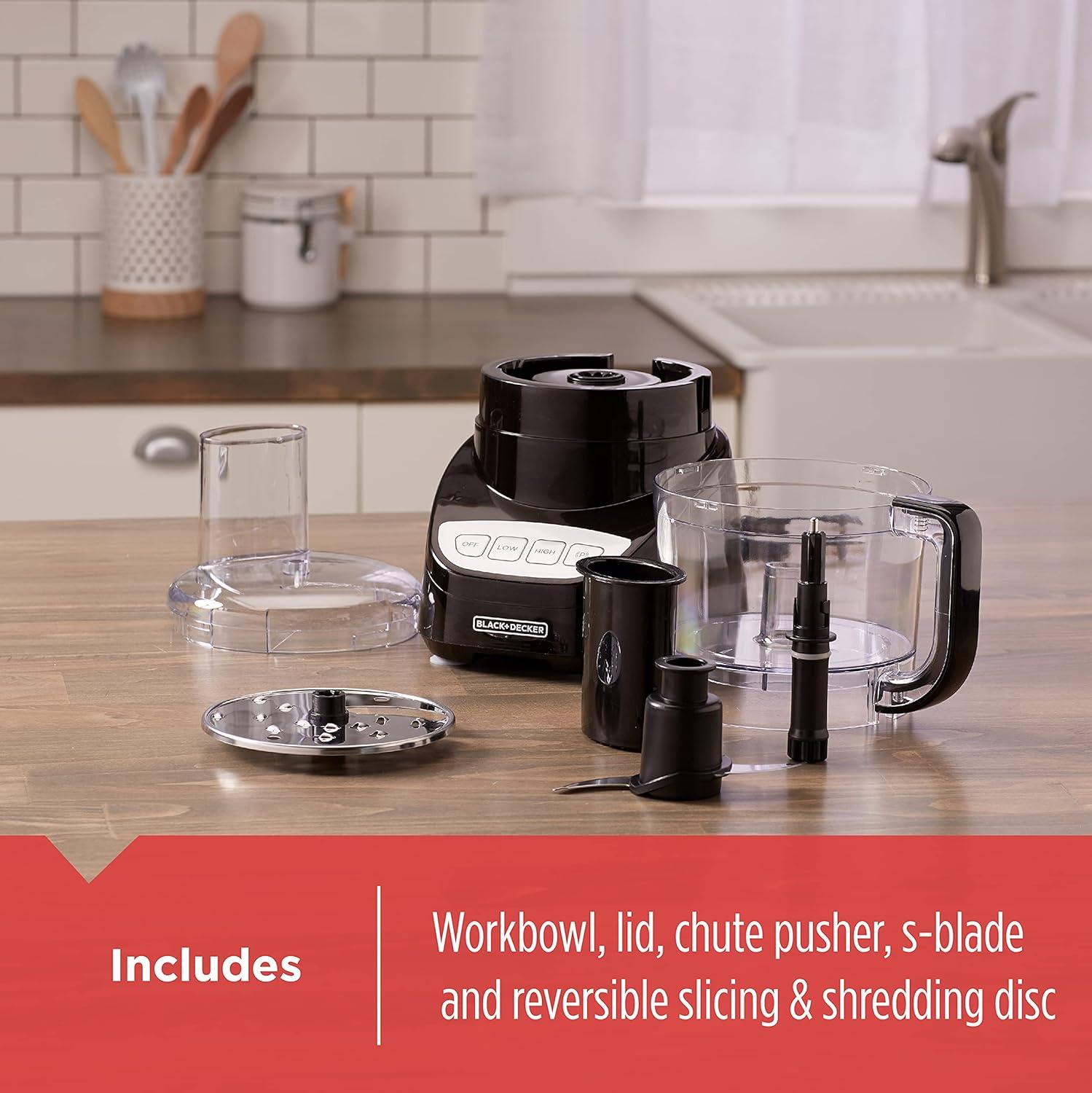 imageBLACKDECKER 8Cup Food Processor Easy Assembly Stainless Steel SBlade Shred Slice Chop Puree 450W MotorFOODGRATER