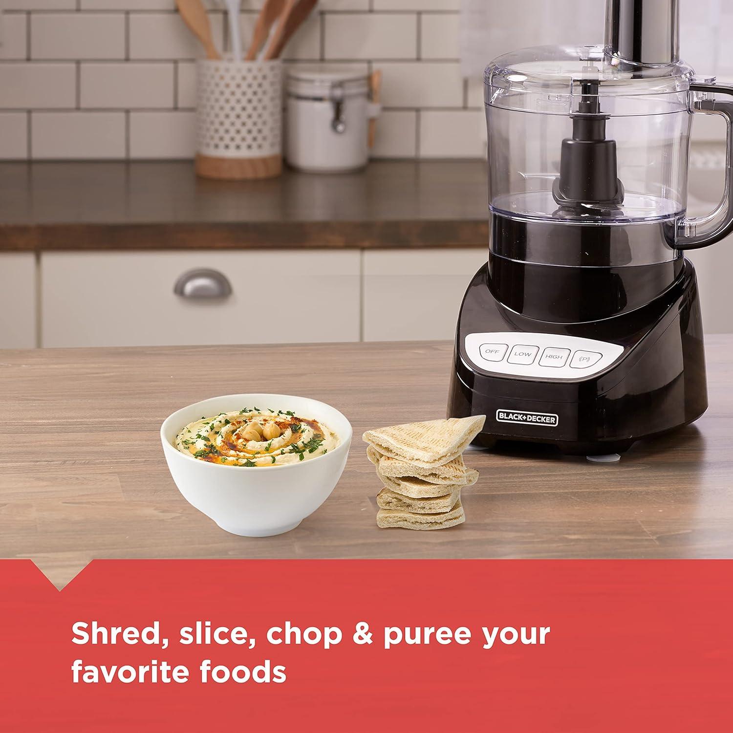 imageBLACKDECKER 8Cup Food Processor Easy Assembly Stainless Steel SBlade Shred Slice Chop Puree 450W MotorFOODGRATER