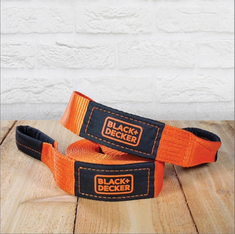imageBLACKDECKER BD1002 BlackOrange 2 x 20 Tow Strap HeavyDuty 9000 lb Break Strength for Emergency OffRoad TowingRecovery Strap Light Duty