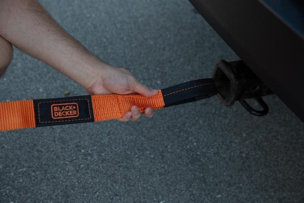 imageBLACKDECKER BD1002 BlackOrange 2 x 20 Tow Strap HeavyDuty 9000 lb Break Strength for Emergency OffRoad TowingRecovery Strap Light Duty