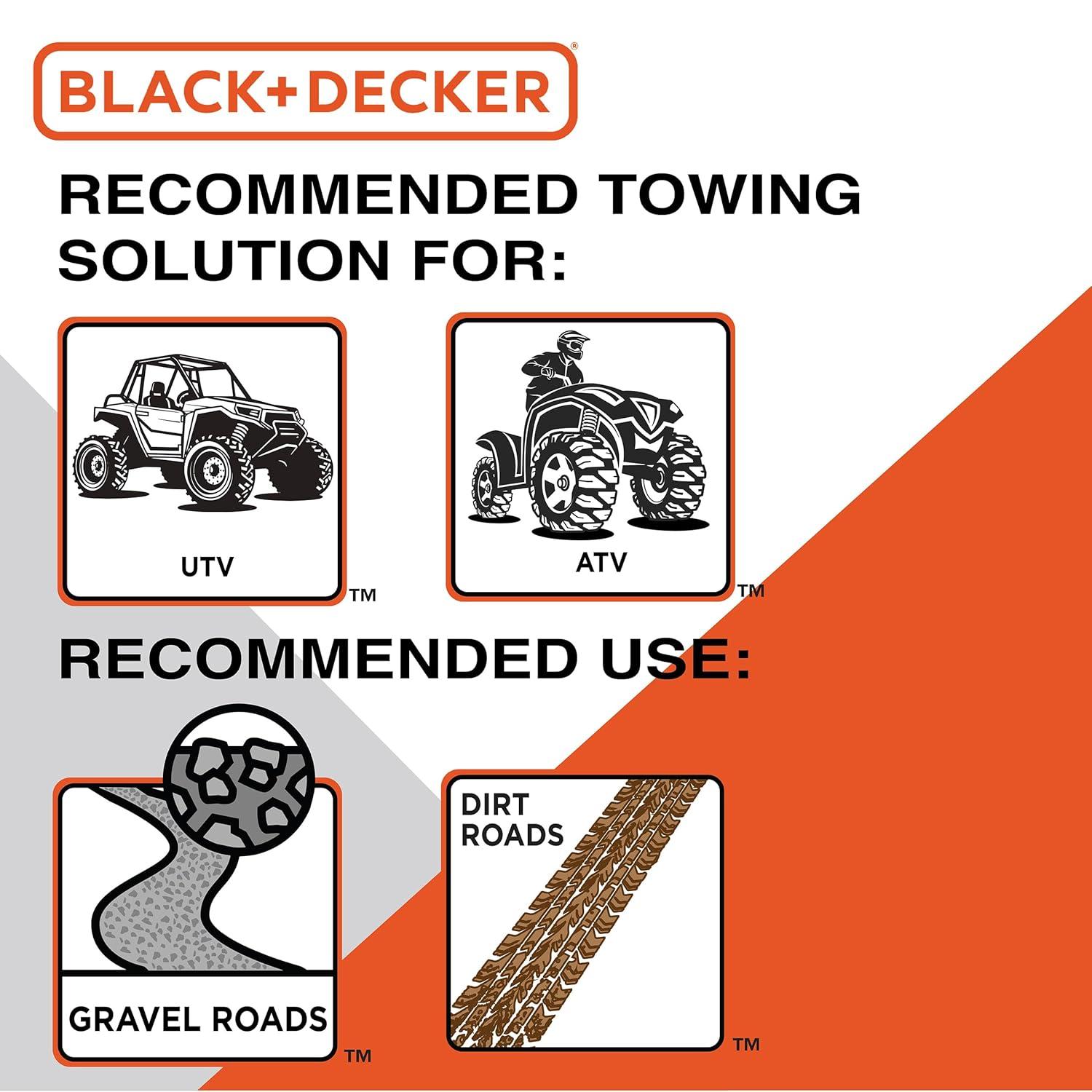 imageBLACKDECKER BD1002 BlackOrange 2 x 20 Tow Strap HeavyDuty 9000 lb Break Strength for Emergency OffRoad TowingTow Rope
