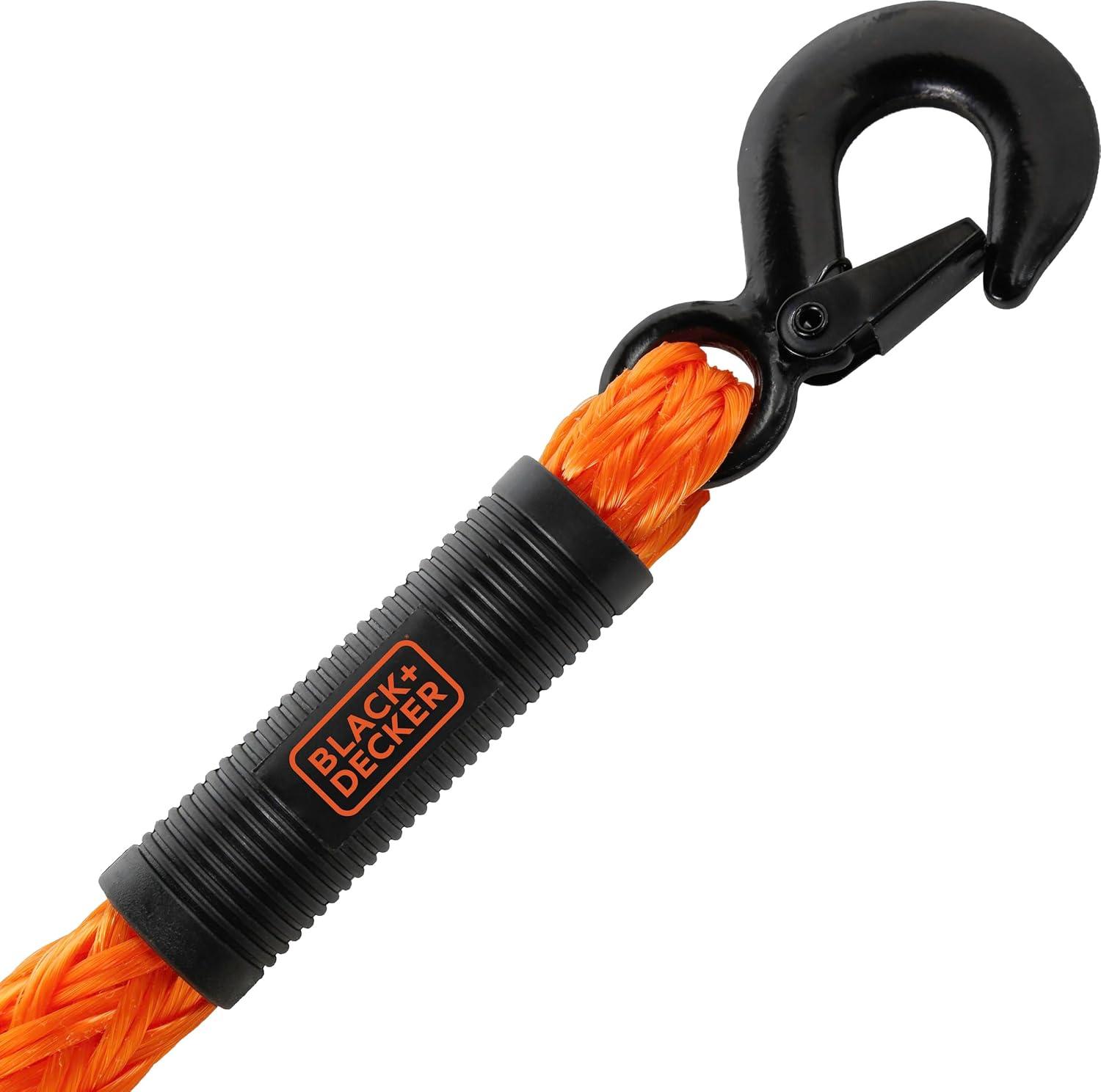 imageBLACKDECKER BD1002 BlackOrange 2 x 20 Tow Strap HeavyDuty 9000 lb Break Strength for Emergency OffRoad TowingTow Rope
