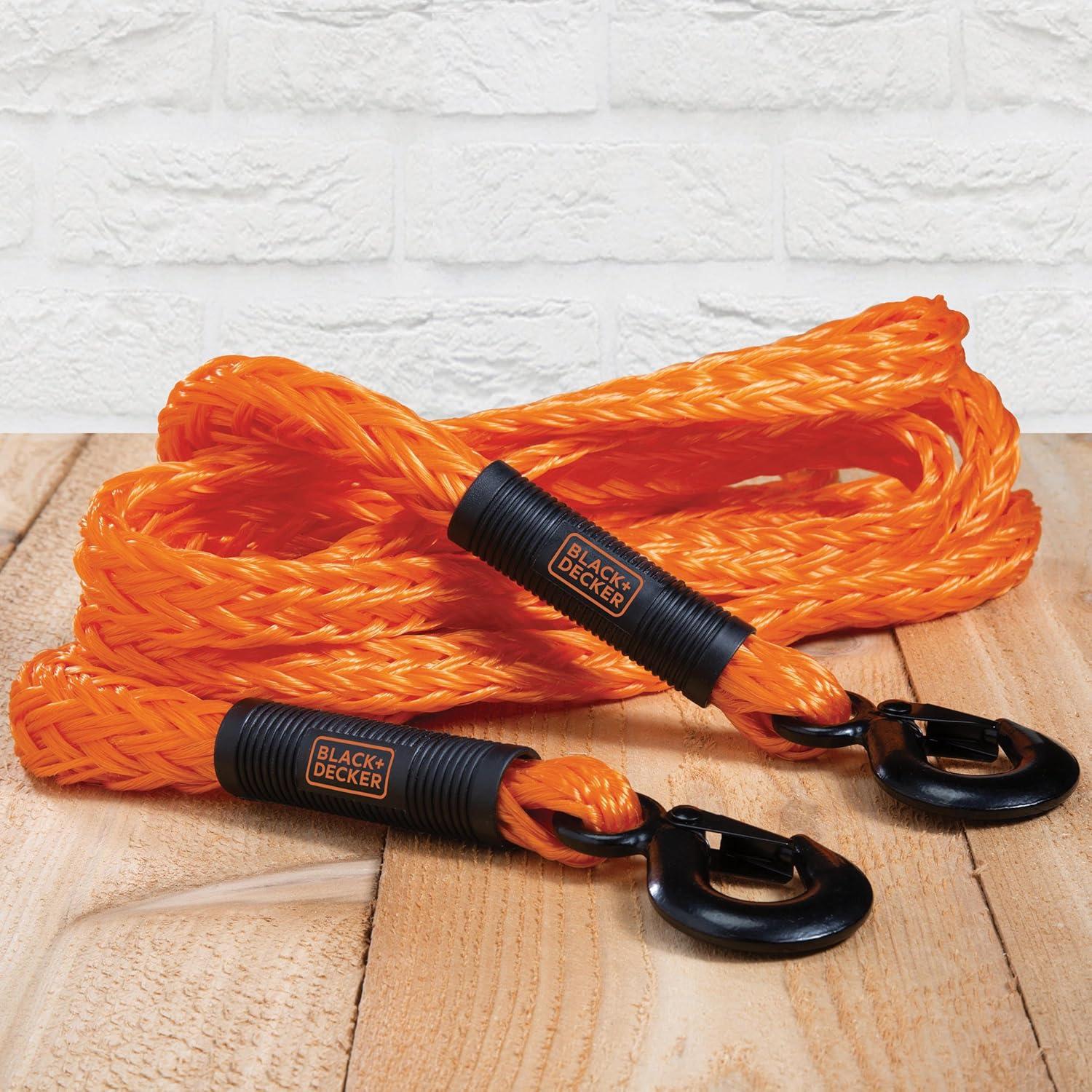 imageBLACKDECKER BD1002 BlackOrange 2 x 20 Tow Strap HeavyDuty 9000 lb Break Strength for Emergency OffRoad TowingTow Rope