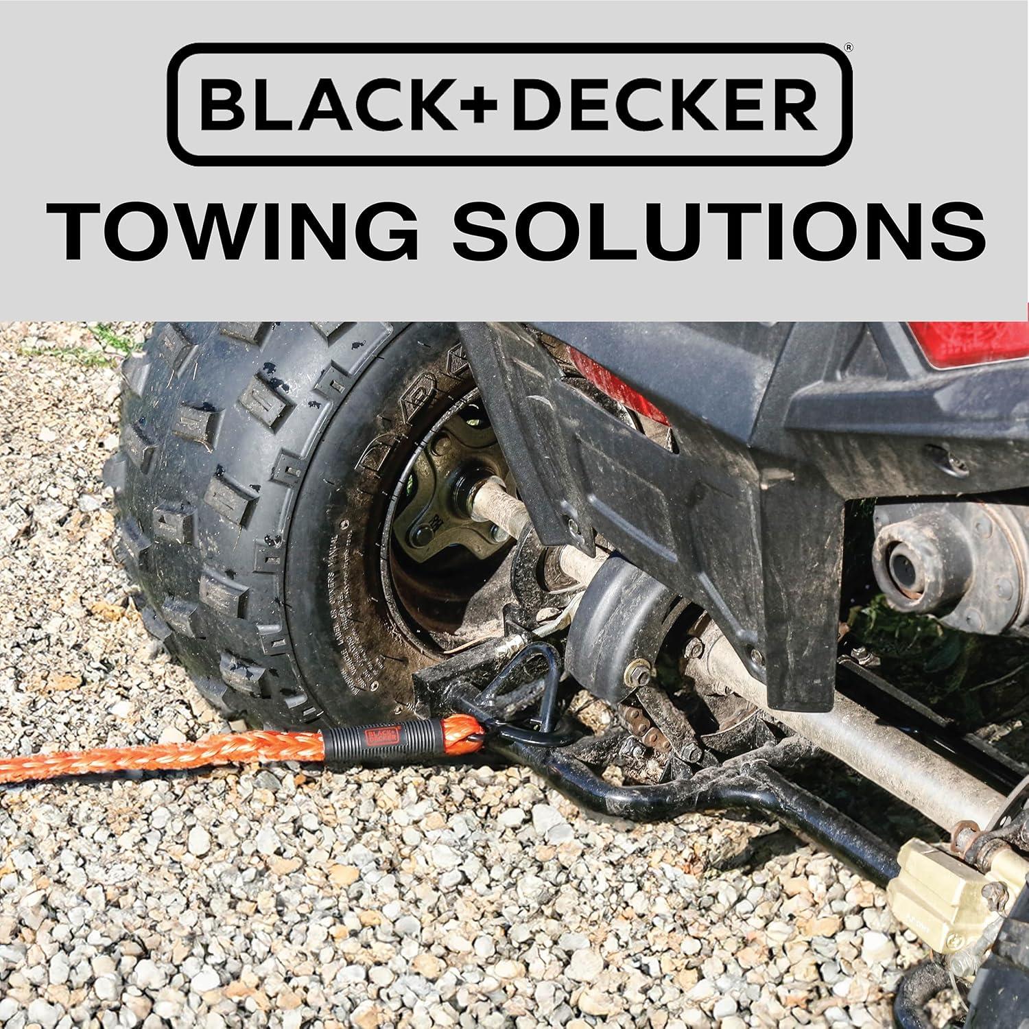 imageBLACKDECKER BD1002 BlackOrange 2 x 20 Tow Strap HeavyDuty 9000 lb Break Strength for Emergency OffRoad TowingTow Rope