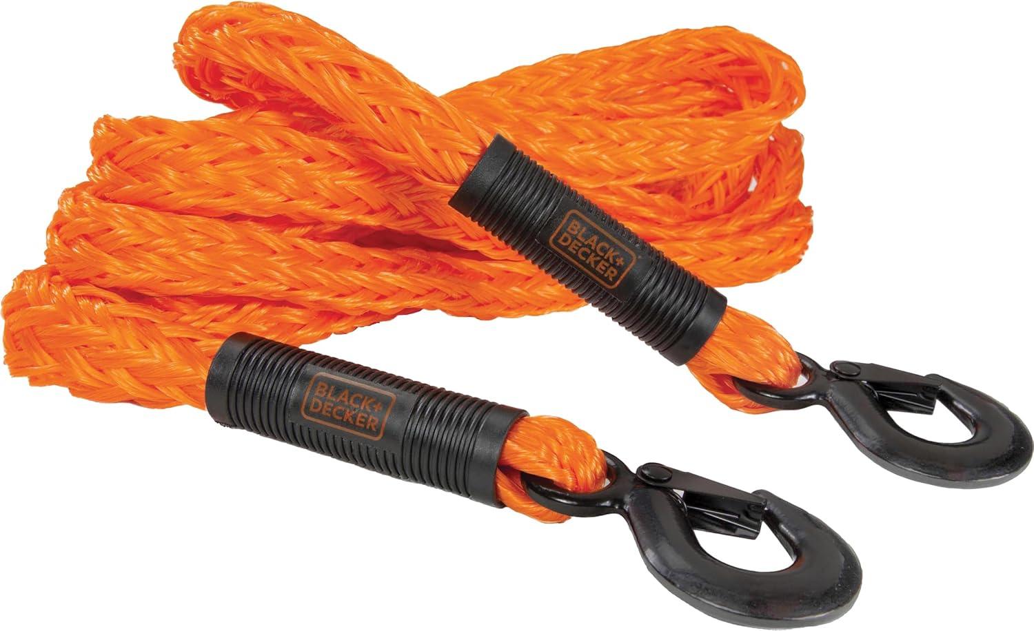 imageBLACKDECKER BD1002 BlackOrange 2 x 20 Tow Strap HeavyDuty 9000 lb Break Strength for Emergency OffRoad TowingTow Rope