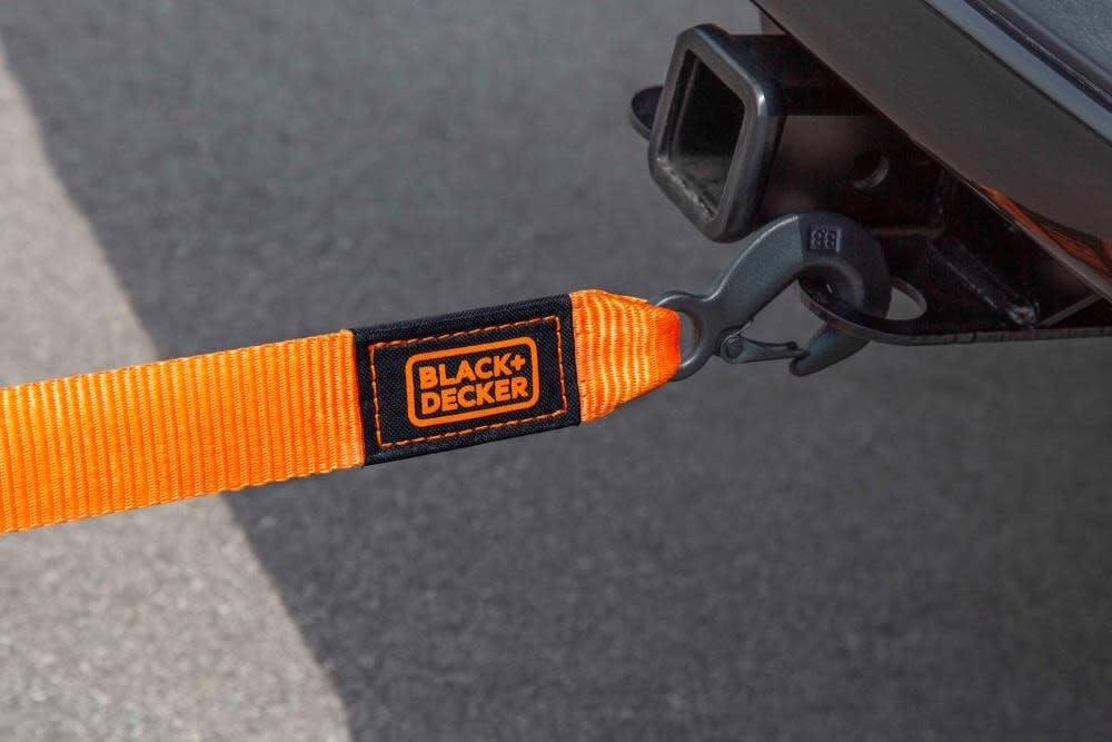 imageBLACKDECKER BD1002 BlackOrange 2 x 20 Tow Strap HeavyDuty 9000 lb Break Strength for Emergency OffRoad TowingTow Strap