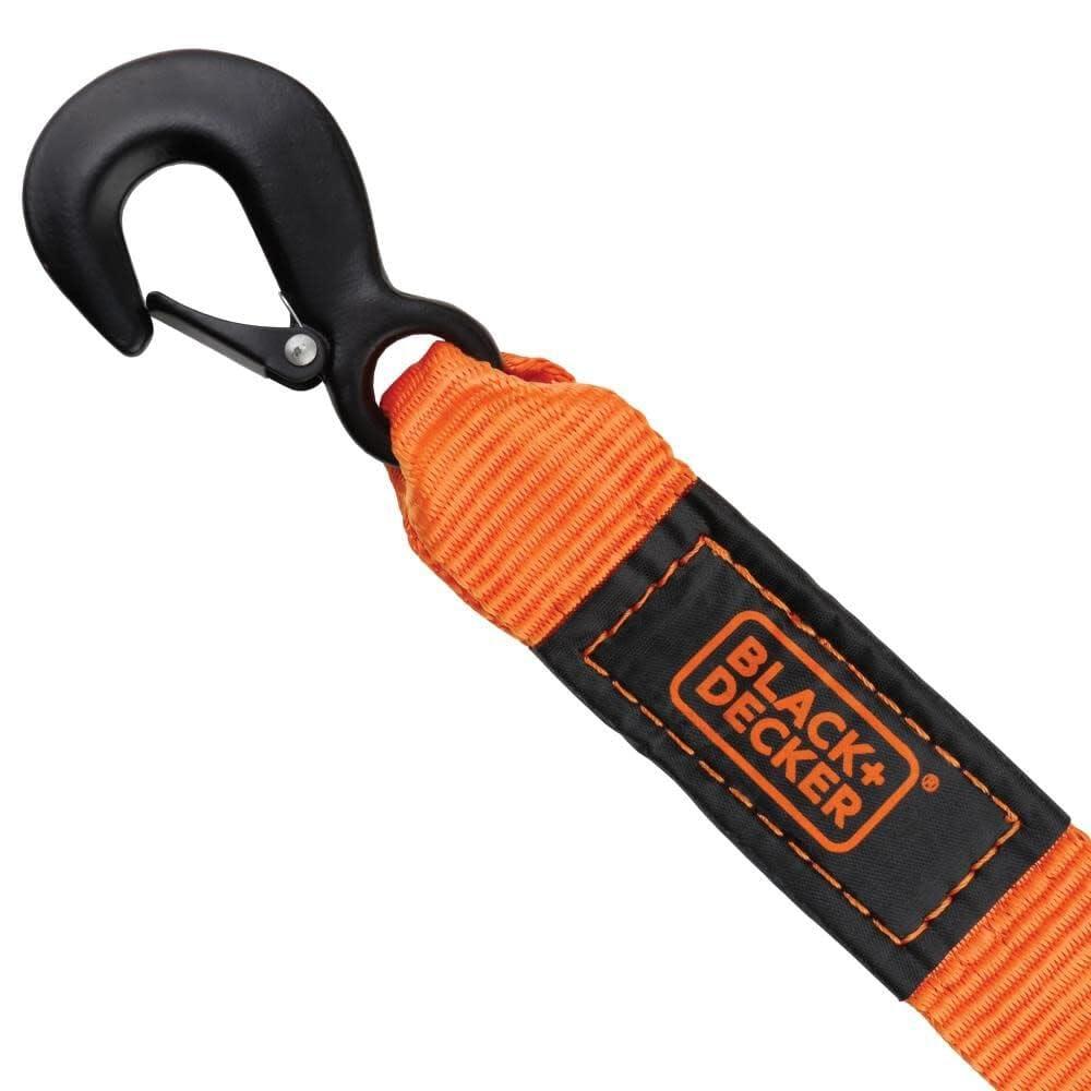 imageBLACKDECKER BD1002 BlackOrange 2 x 20 Tow Strap HeavyDuty 9000 lb Break Strength for Emergency OffRoad TowingTow Strap