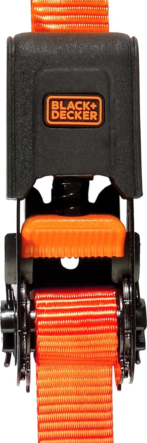 imageBLACKDECKER BD1005 BlackOrange 1 x 10 Ratchet Tie Down Straps 300 lb Safe Working Load 900 lb Break Strength 4 Pack1 x 12 Mid Duty
