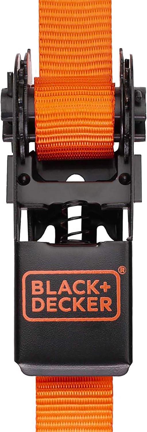 imageBLACKDECKER BD1005 BlackOrange 1 x 10 Ratchet Tie Down Straps 300 lb Safe Working Load 900 lb Break Strength 4 PackRatchet Tie Down Straps