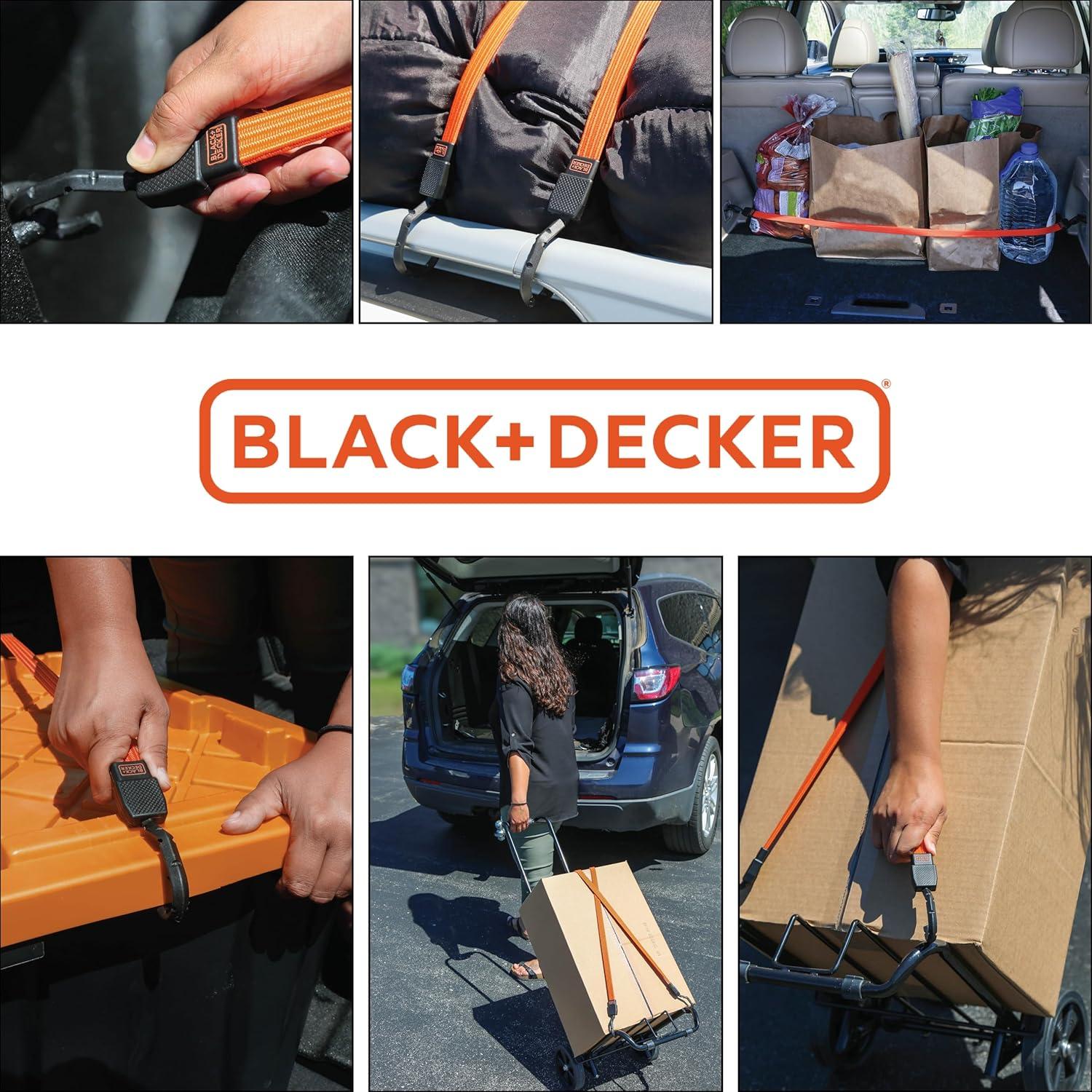 imageBLACKDECKER BDX1010 BlackOrange 24 Flat Bungee Cord Straps 2 Pack