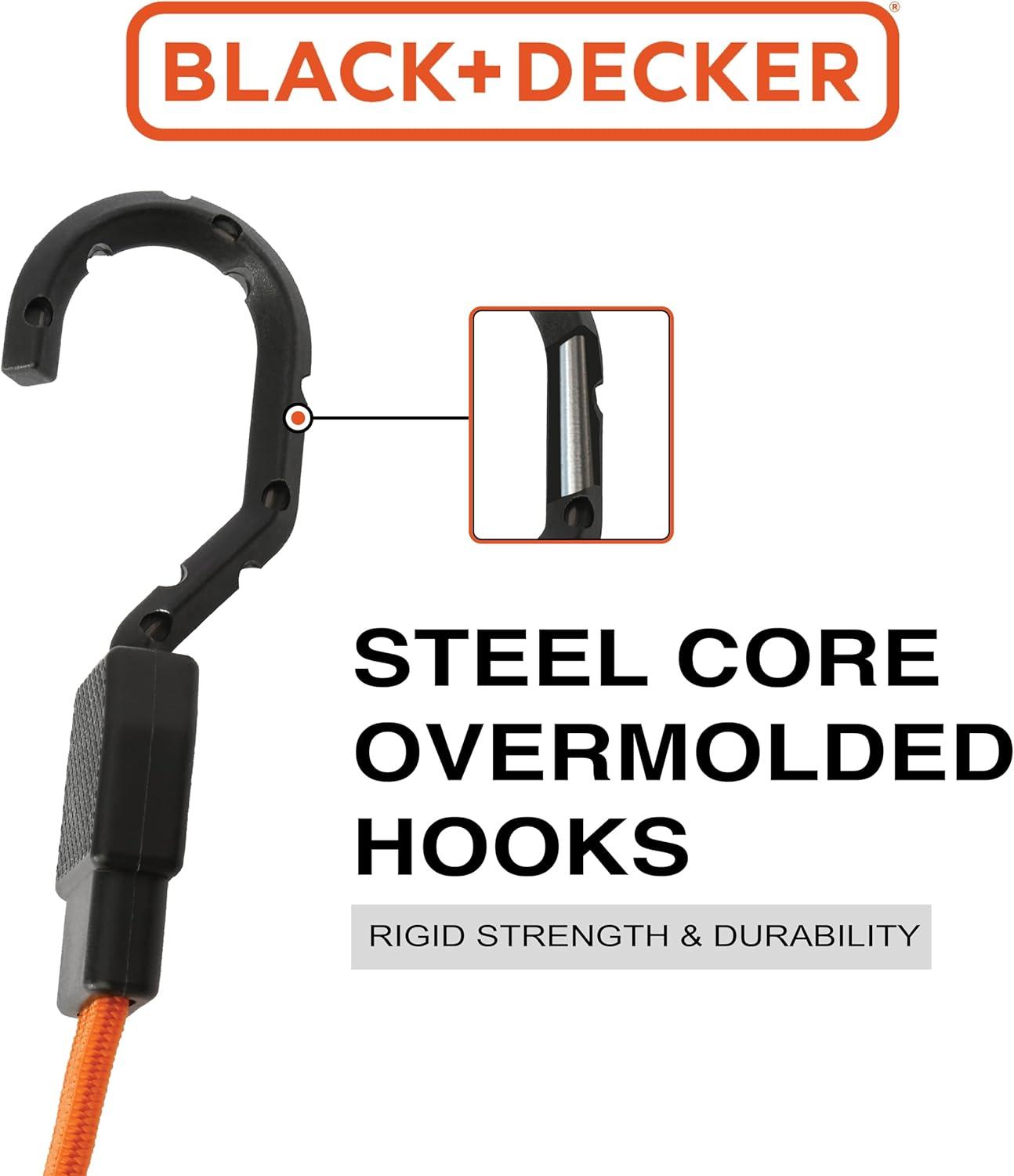 imageBLACKDECKER BDX1010 BlackOrange 24 Flat Bungee Cord Straps 2 Pack