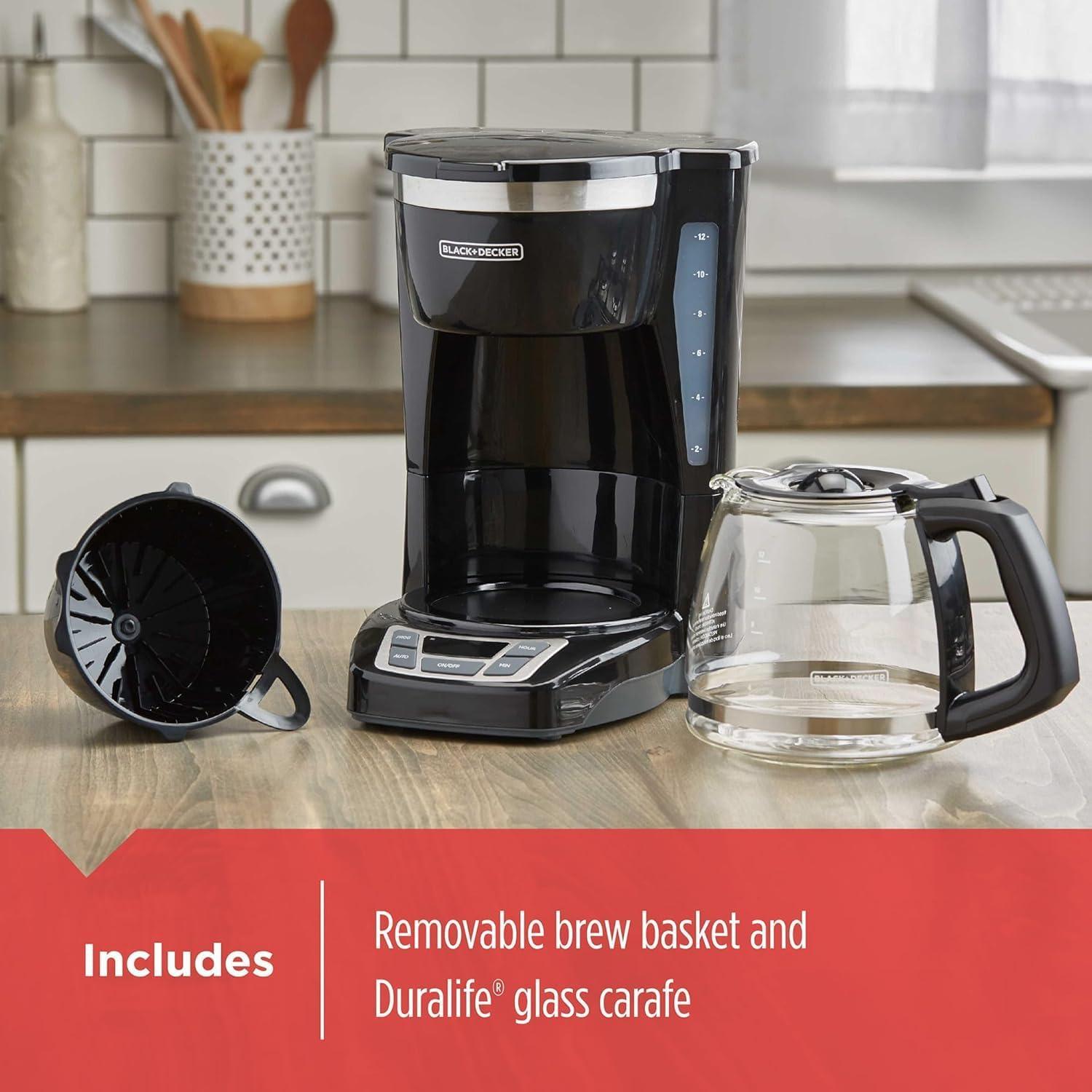 imageBLACKDECKER CM1160W1 CM1160W 12Cup Programmable Coffeemaker WhiteStainless SteelBlack