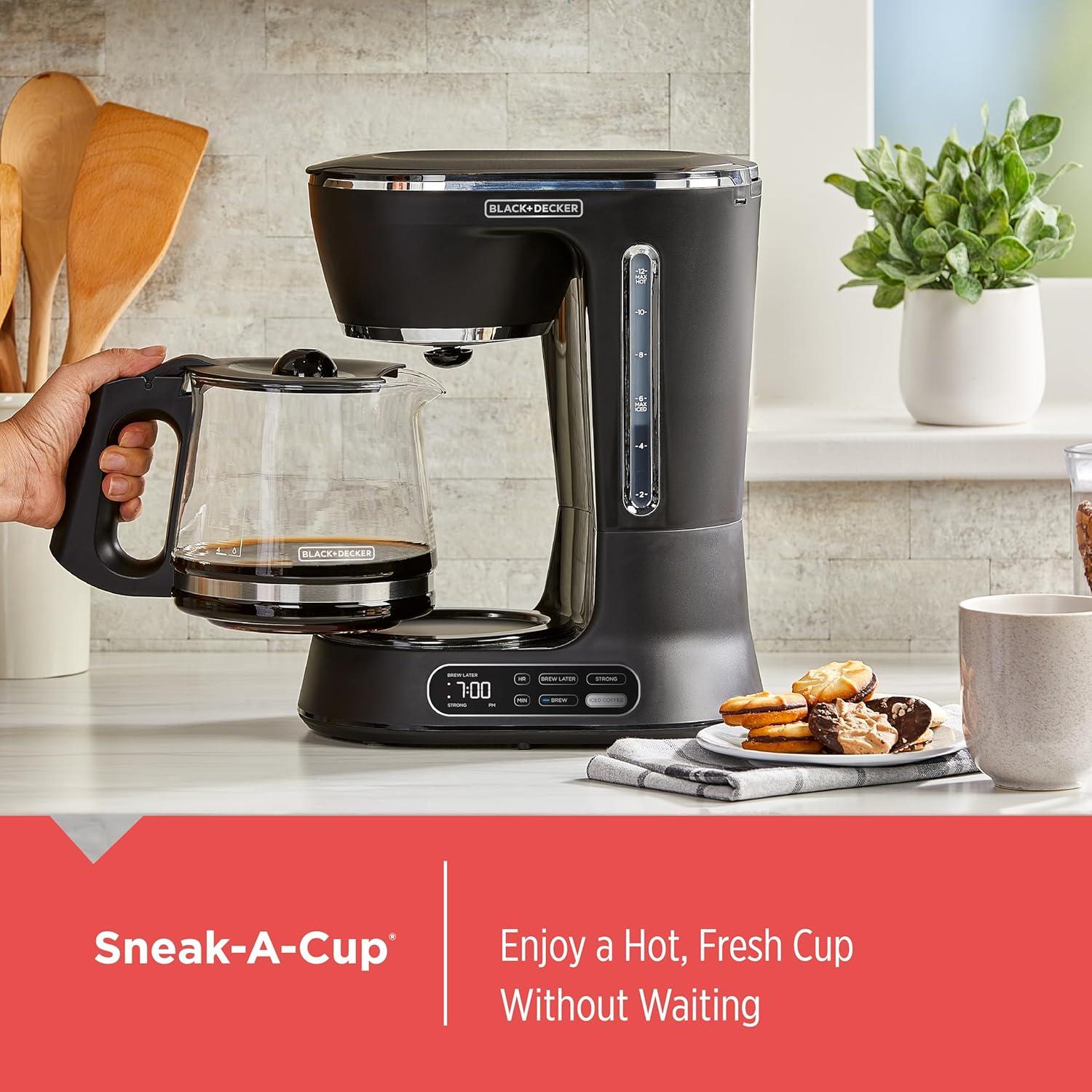 imageBLACKDECKER CM1160W1 CM1160W 12Cup Programmable Coffeemaker WhiteStainless SteelBlack
