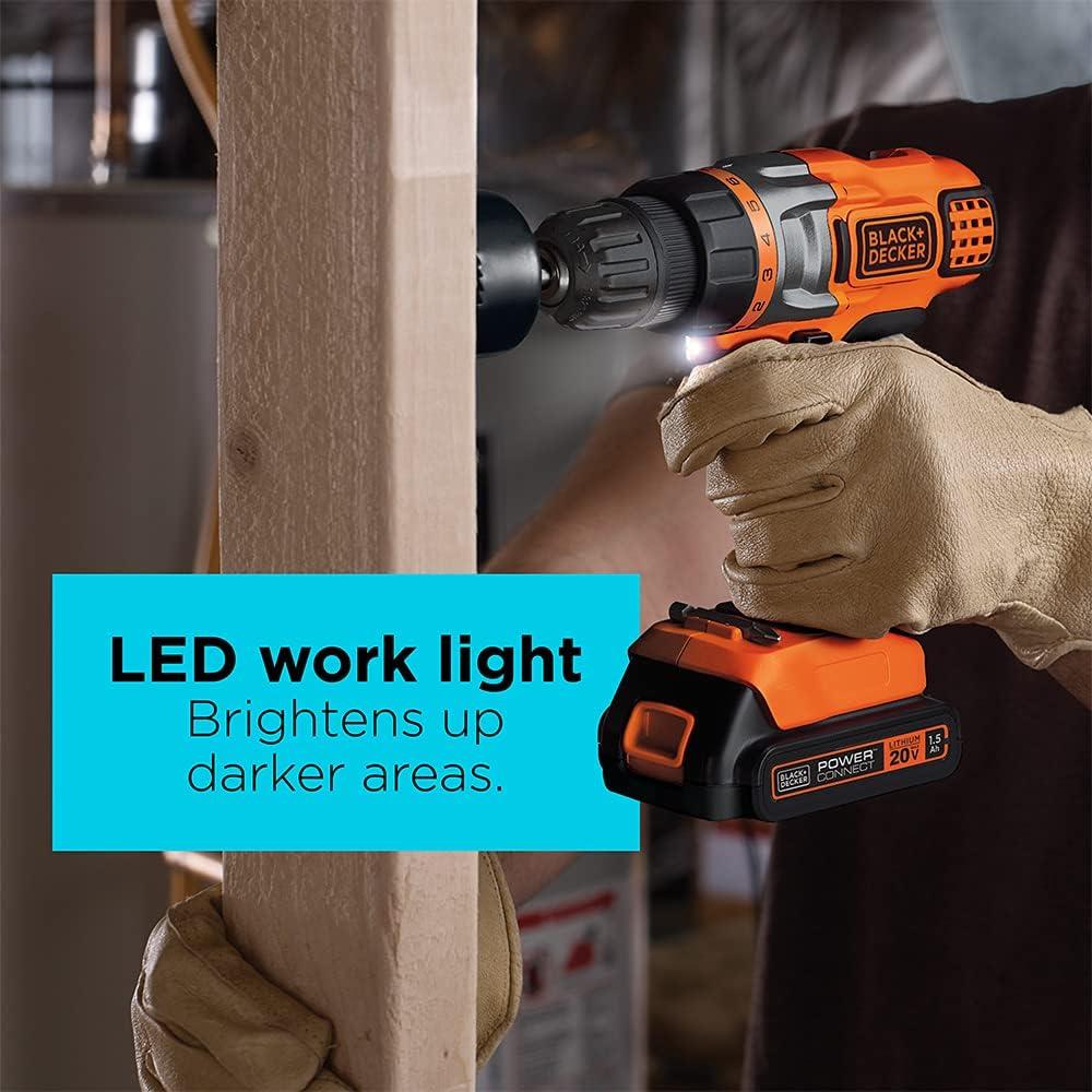 imageBLACKDECKER Cordless Drill Driver Power Drill with Battery and Charger Included 20V MAX POWERCONNECT BCD382DS1Cordless Drill Driver Kit