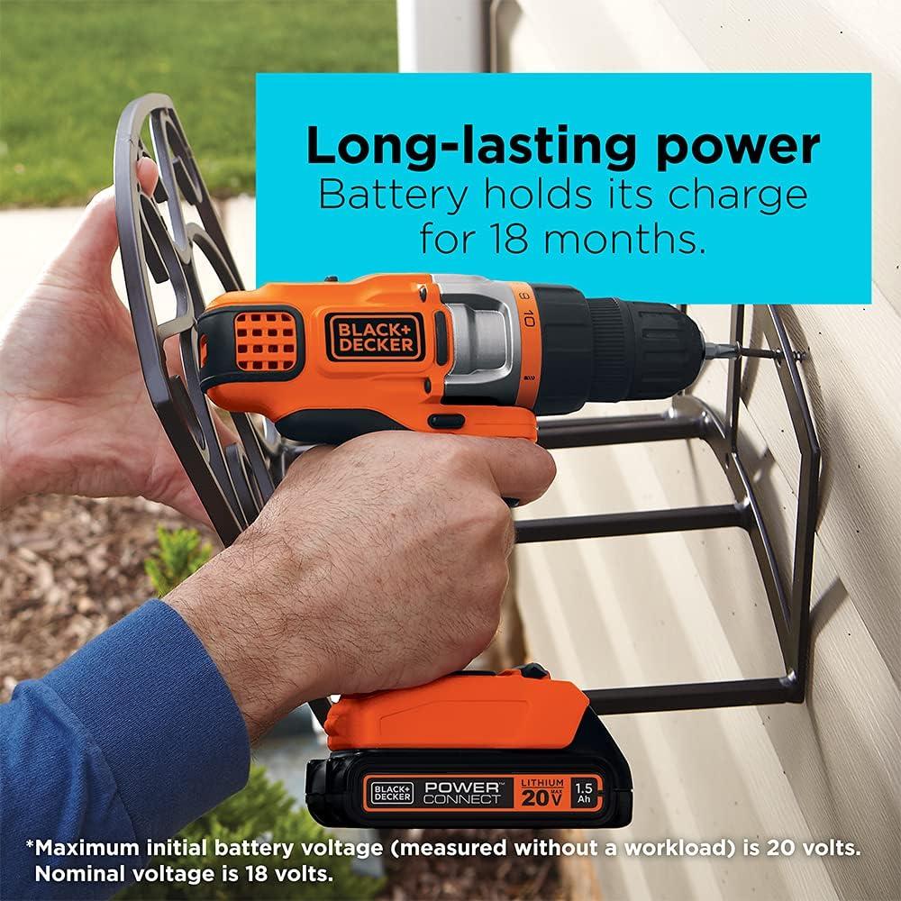 imageBLACKDECKER Cordless Drill Driver Power Drill with Battery and Charger Included 20V MAX POWERCONNECT BCD382DS1Cordless Drill Driver Kit