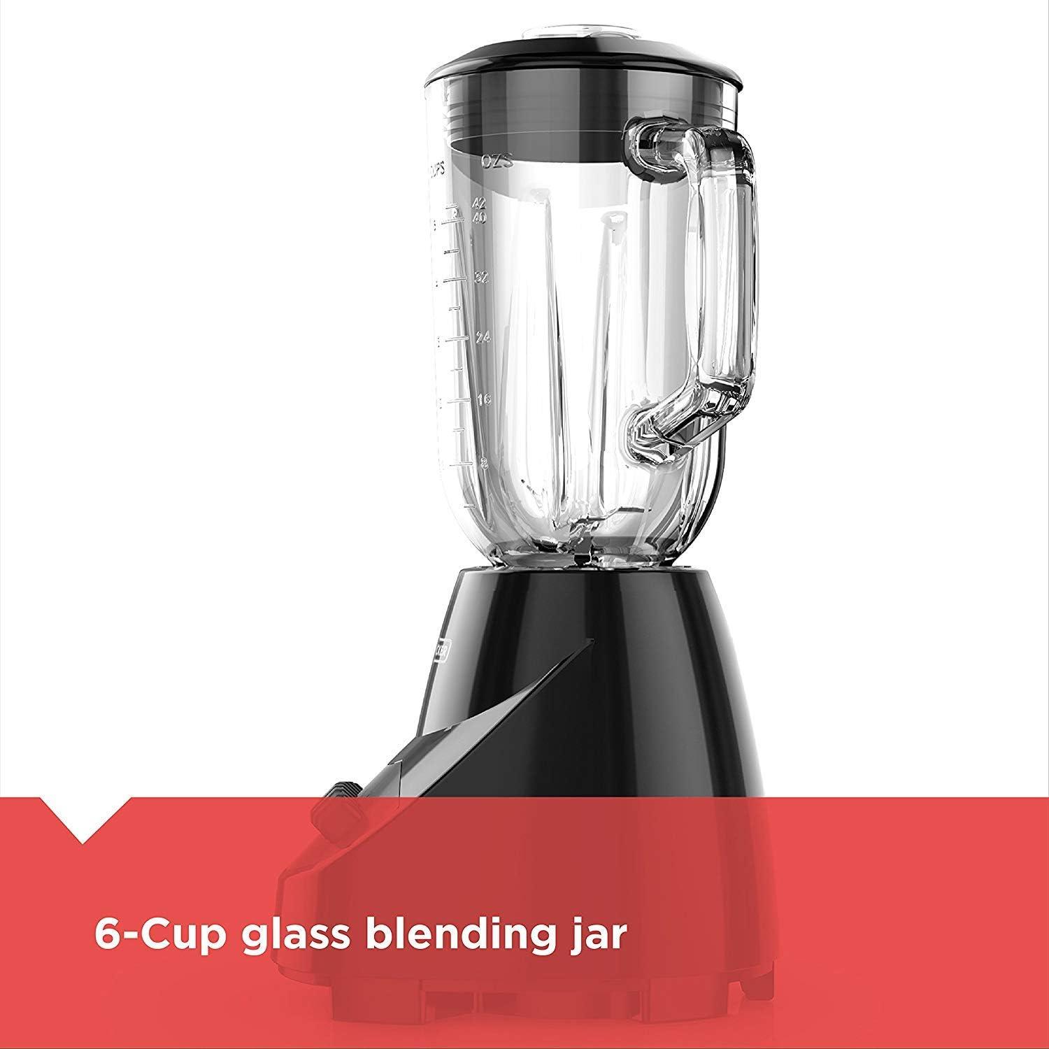 imageBLACKDECKER Countertop Blender with 6Cup Glass Jar 10Speed Settings Black BL2010BGGlass