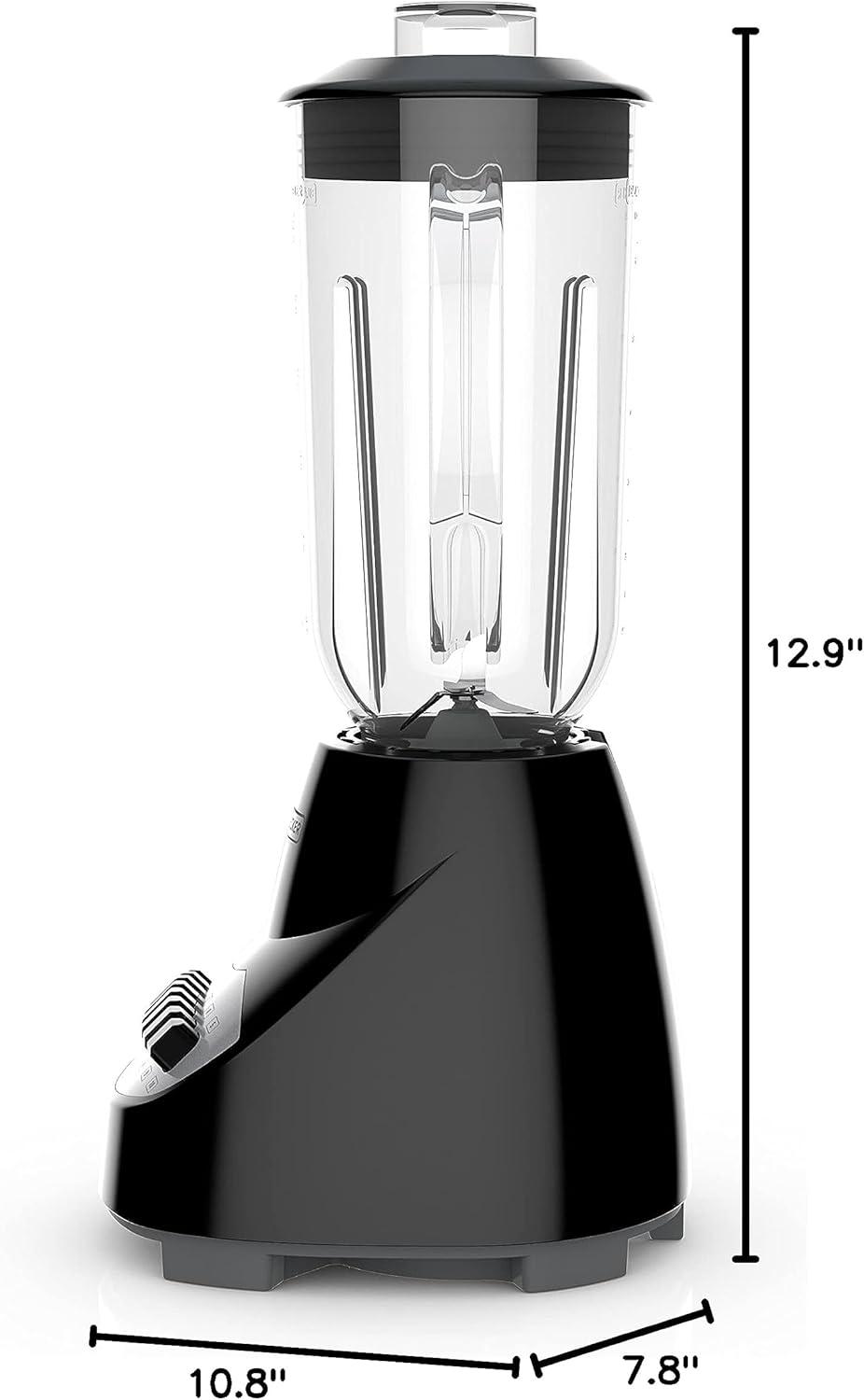 imageBLACKDECKER Countertop Blender with 6Cup Glass Jar 10Speed Settings Black BL2010BGPlastic