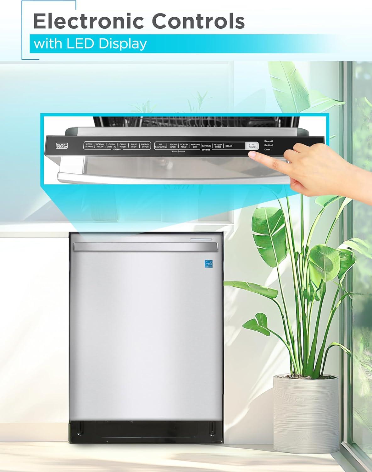 imageBLACKDECKER Countertop Dishwasher Counter Dishwasher with 6 Wash Programs 6Place Setting Capacity Stainless Steel Interior ENERGY STAR Certified BCD6SD WhiteStainless 300HS