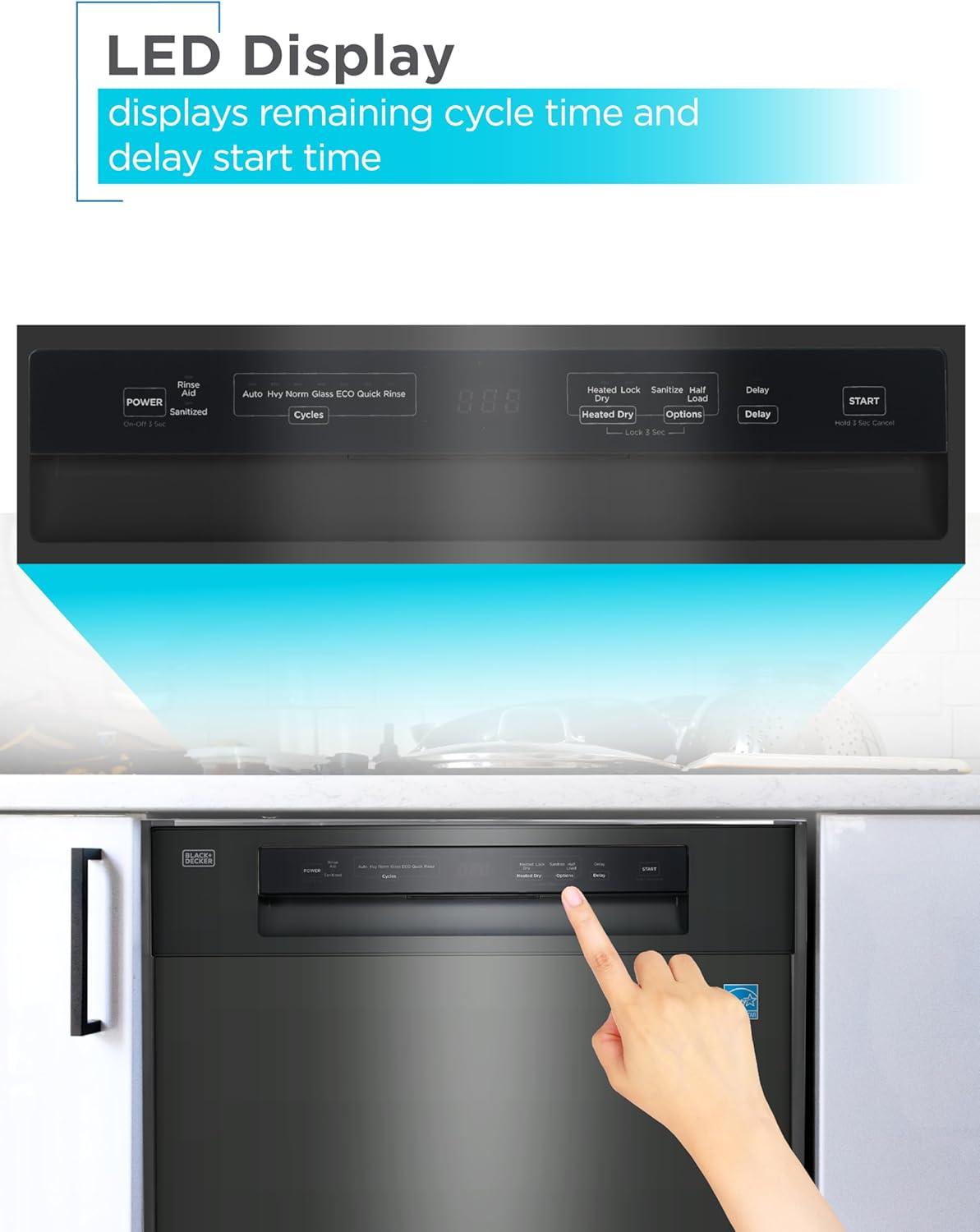 imageBLACKDECKER Countertop Dishwasher Counter Dishwasher with 6 Wash Programs 6Place Setting Capacity Stainless Steel Interior ENERGY STAR Certified BCD6SD WhiteBlack100MB
