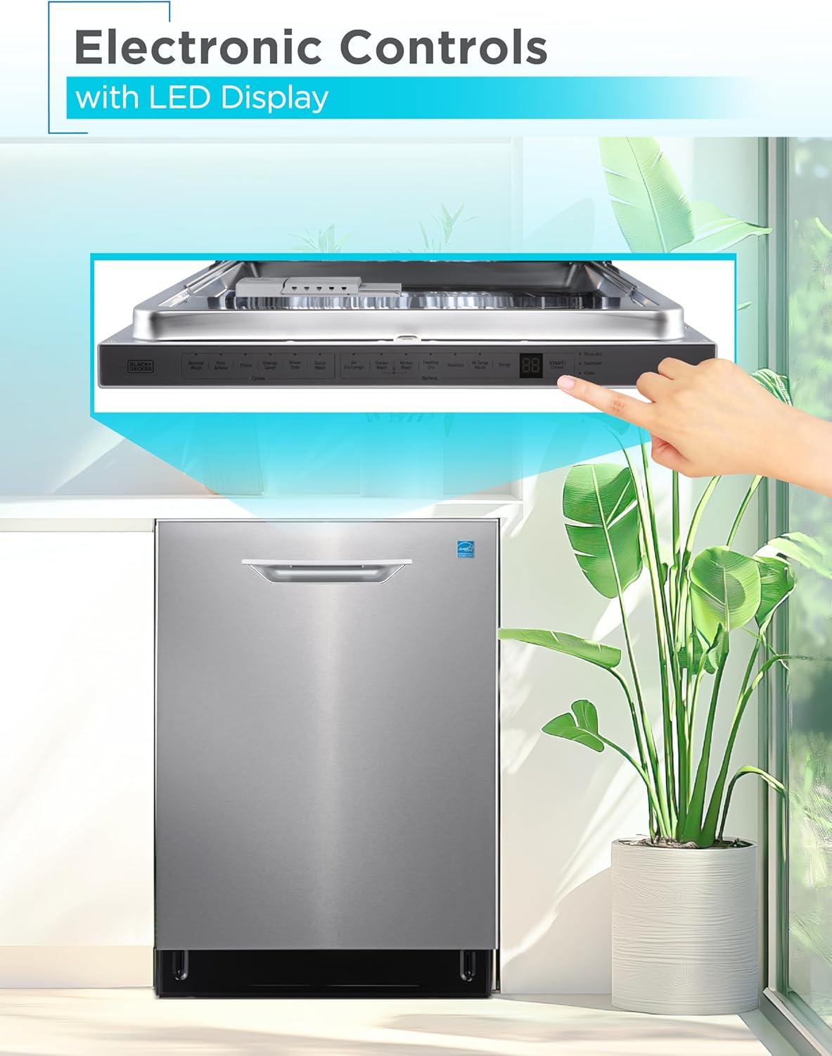 imageBLACKDECKER Countertop Dishwasher Counter Dishwasher with 6 Wash Programs 6Place Setting Capacity Stainless Steel Interior ENERGY STAR Certified BCD6SD WhiteStainless 400MS