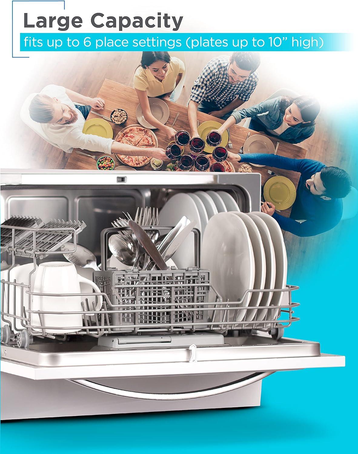 imageBLACKDECKER Countertop Dishwasher Counter Dishwasher with 6 Wash Programs 6Place Setting Capacity Stainless Steel Interior ENERGY STAR Certified BCD6SD WhiteWhiteBlack