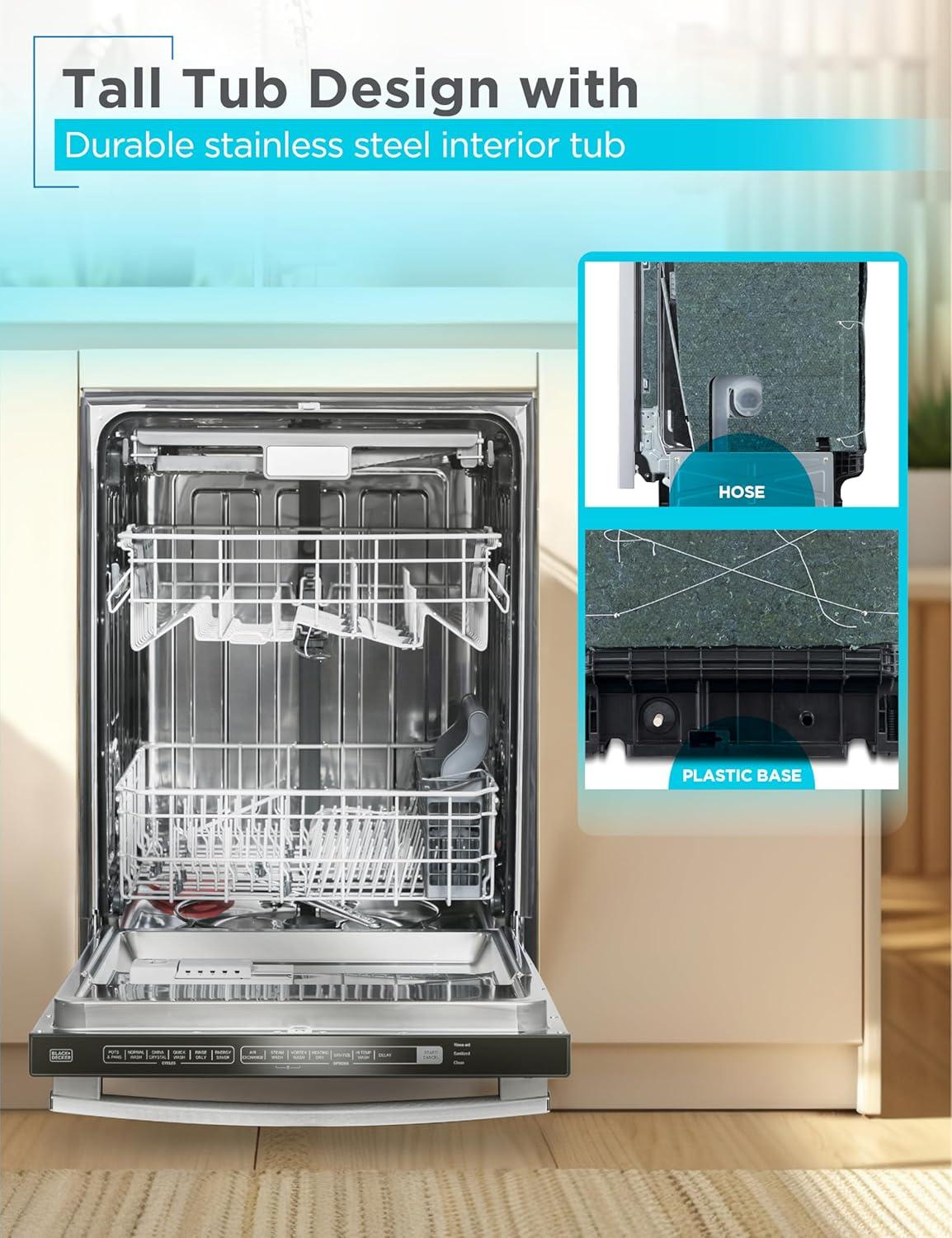 imageBLACKDECKER Countertop Dishwasher Counter Dishwasher with 6 Wash Programs 6Place Setting Capacity Stainless Steel Interior ENERGY STAR Certified BCD6SD WhiteStainless 500HS