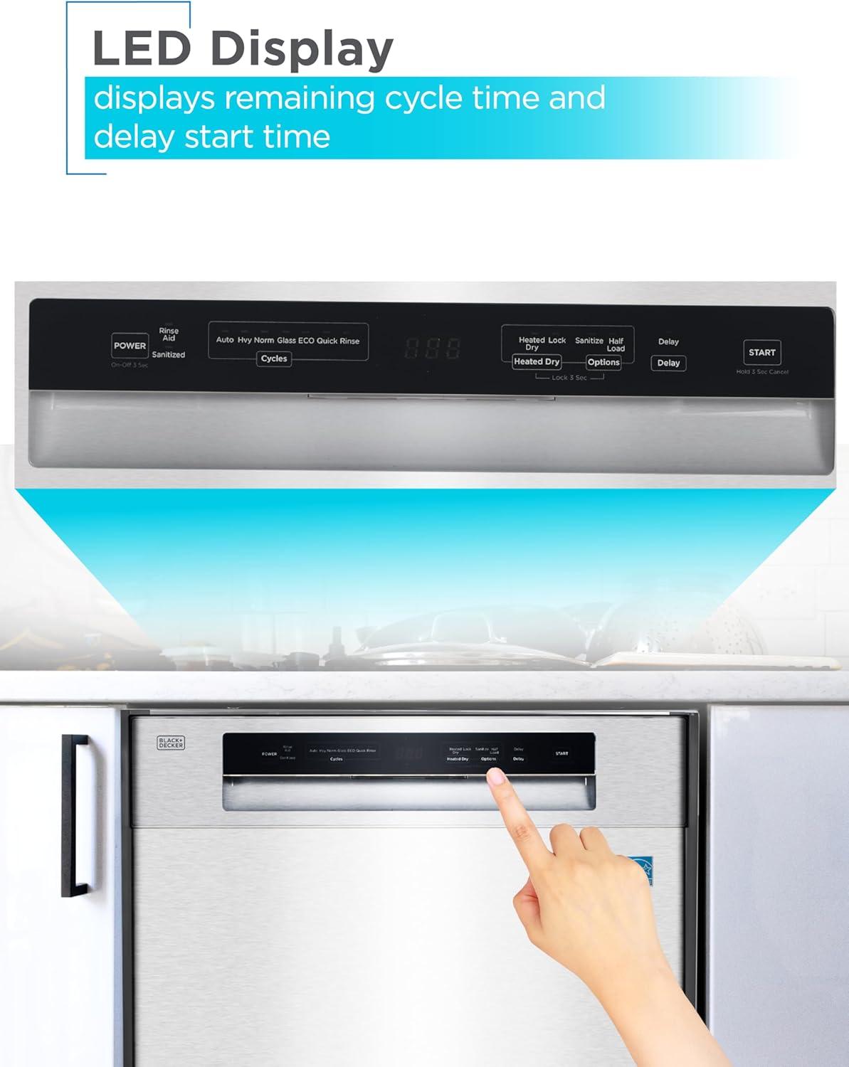 imageBLACKDECKER Countertop Dishwasher Counter Dishwasher with 6 Wash Programs 6Place Setting Capacity Stainless Steel Interior ENERGY STAR Certified BCD6SD WhiteStainless 100MS