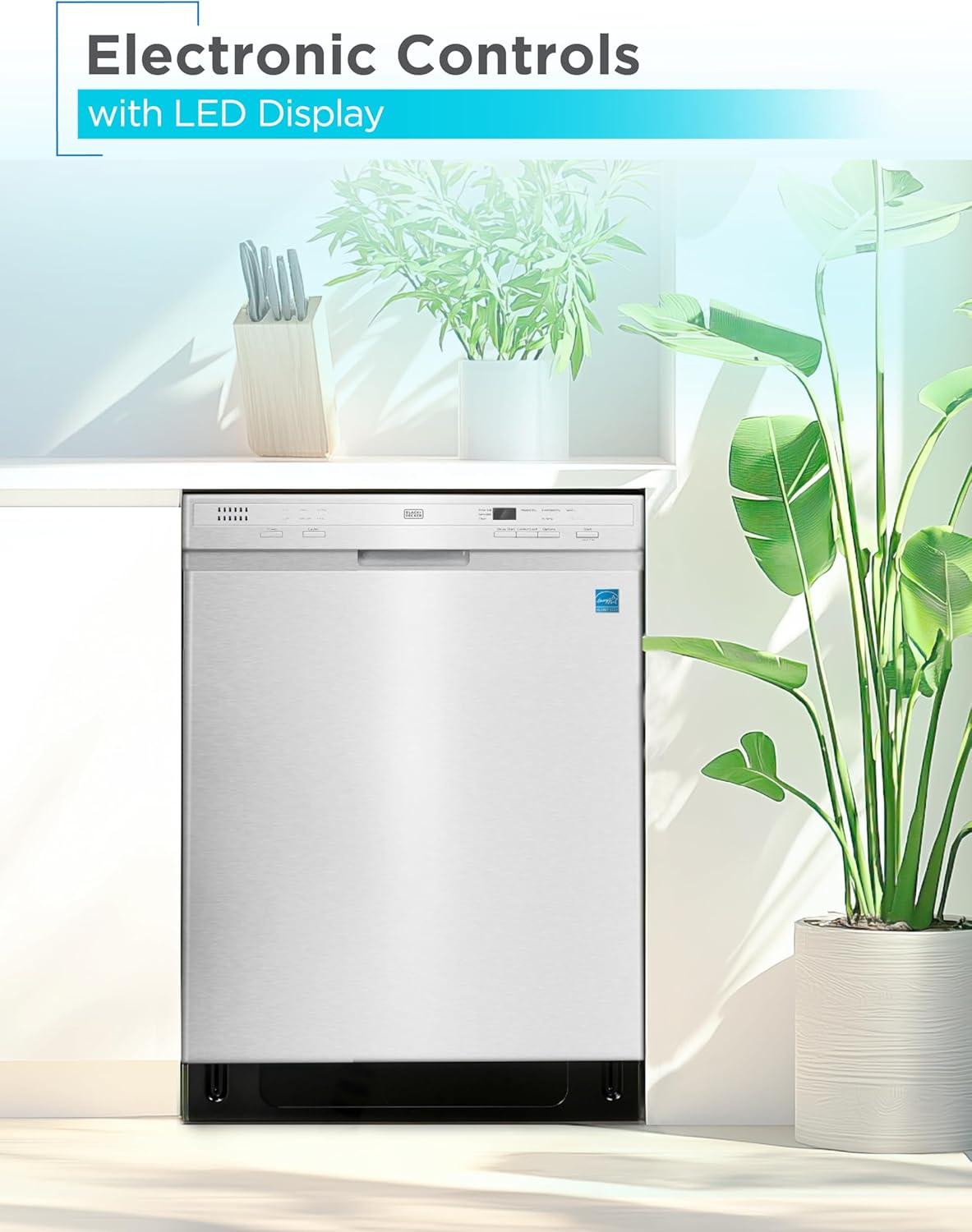 imageBLACKDECKER Countertop Dishwasher Counter Dishwasher with 6 Wash Programs 6Place Setting Capacity Stainless Steel Interior ENERGY STAR Certified BCD6SD WhiteStainless 200MS