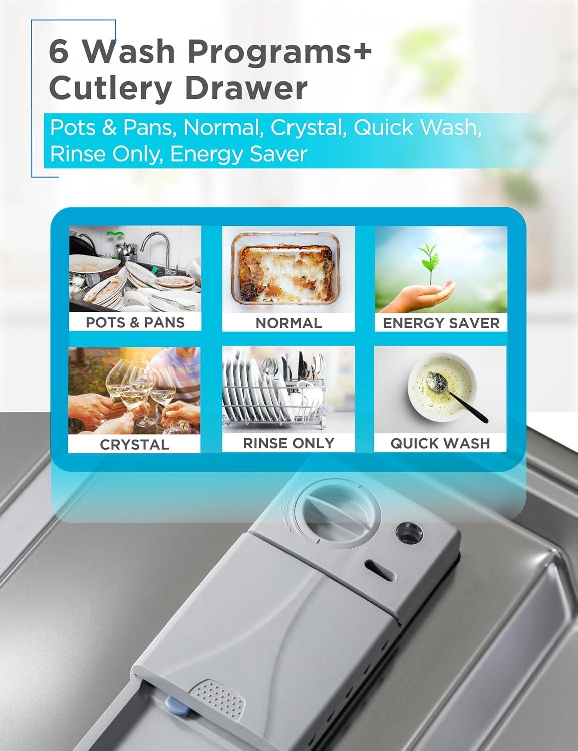 imageBLACKDECKER Countertop Dishwasher Counter Dishwasher with 6 Wash Programs 6Place Setting Capacity Stainless Steel Interior ENERGY STAR Certified BCD6SD WhiteStainless 500HS