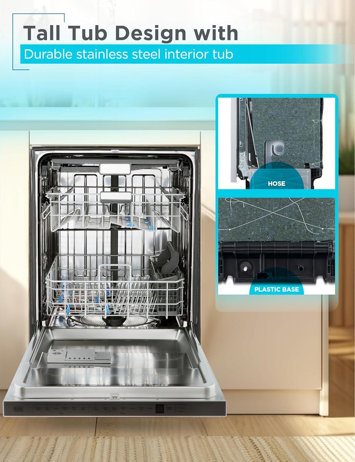 imageBLACKDECKER Countertop Dishwasher Counter Dishwasher with 6 Wash Programs 6Place Setting Capacity Stainless Steel Interior ENERGY STAR Certified BCD6SD WhiteStainless 400MS