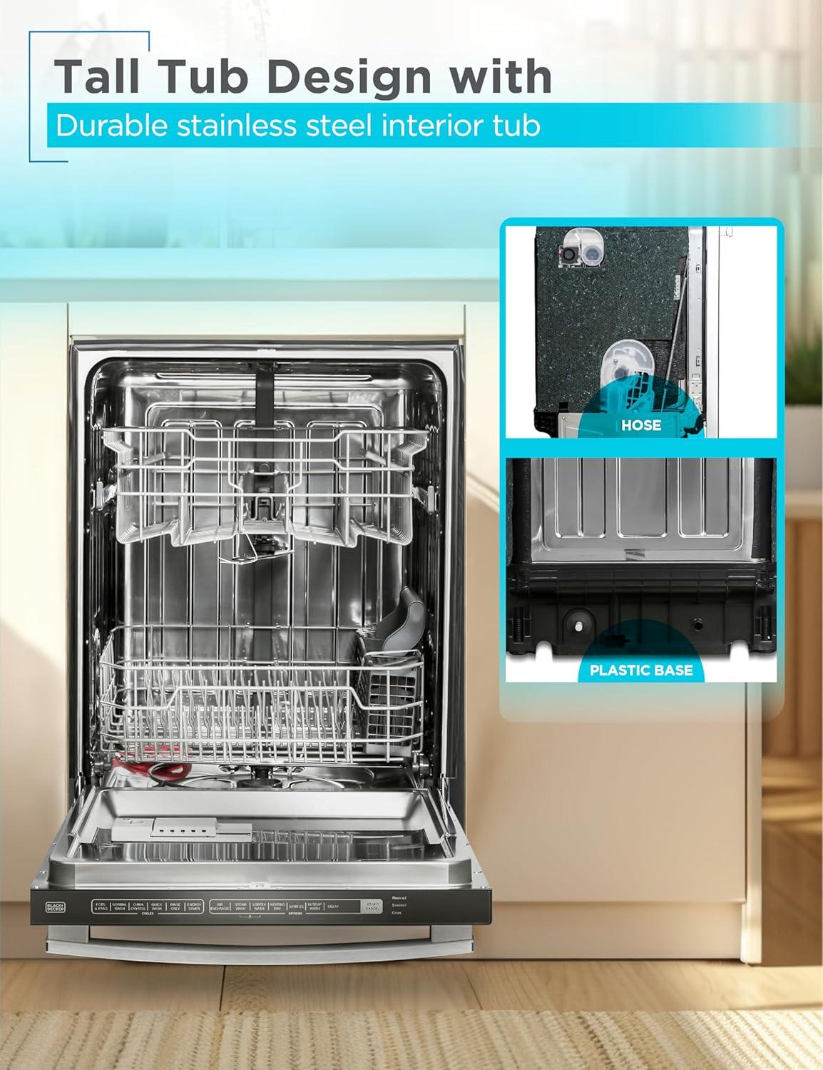 imageBLACKDECKER Countertop Dishwasher Counter Dishwasher with 6 Wash Programs 6Place Setting Capacity Stainless Steel Interior ENERGY STAR Certified BCD6SD WhiteStainless 300HS