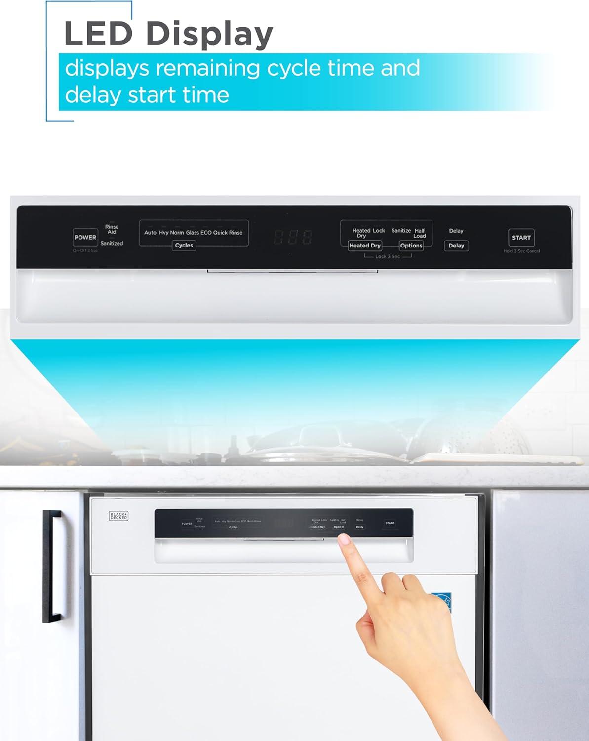 imageBLACKDECKER Countertop Dishwasher Counter Dishwasher with 6 Wash Programs 6Place Setting Capacity Stainless Steel Interior ENERGY STAR Certified BCD6SD WhiteWhite 100MW