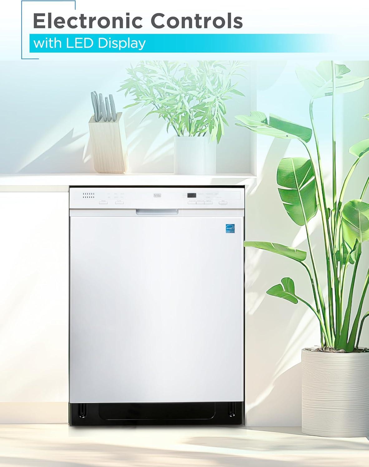 imageBLACKDECKER Countertop Dishwasher Counter Dishwasher with 6 Wash Programs 6Place Setting Capacity Stainless Steel Interior ENERGY STAR Certified BCD6SD WhiteWhite 200MW