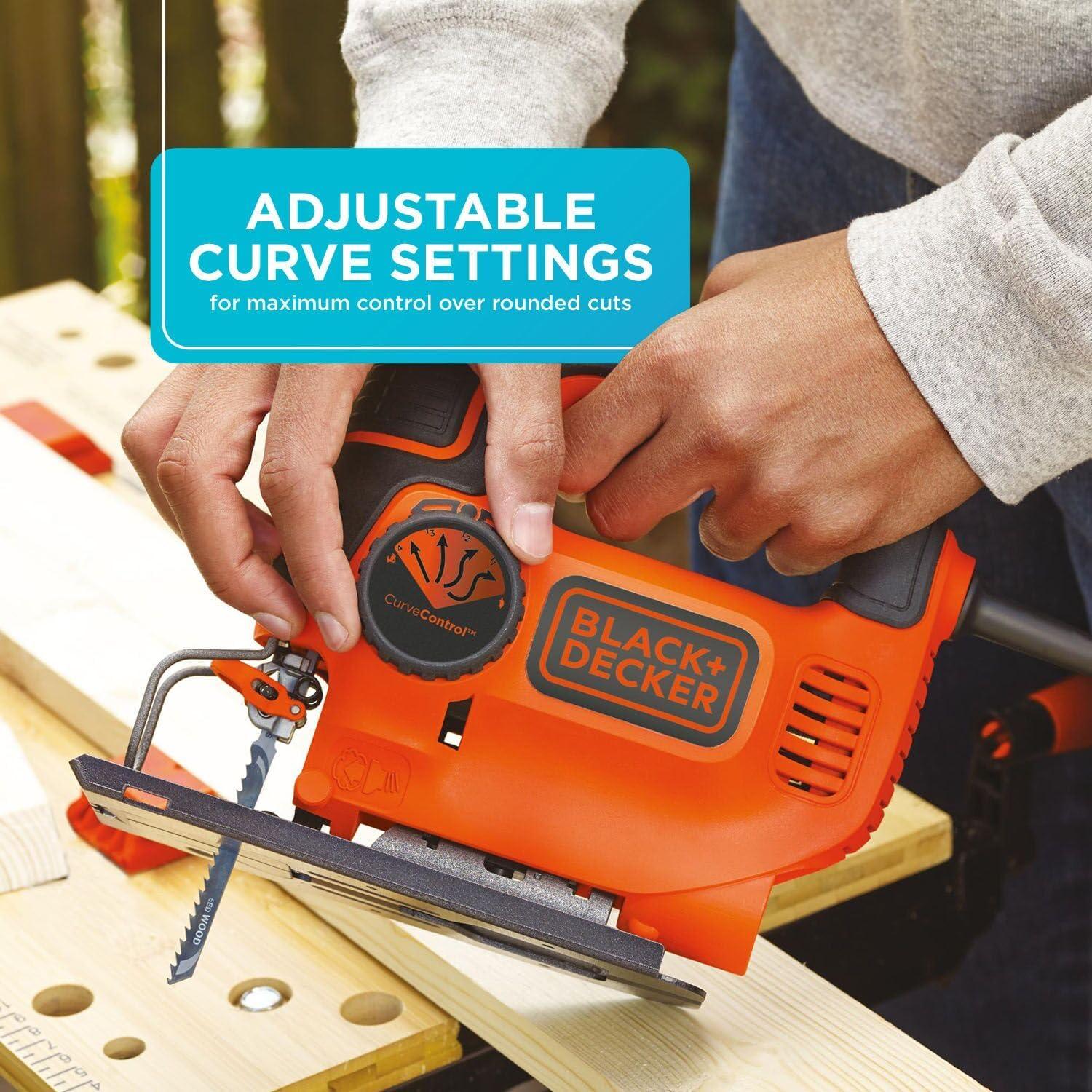 imageBLACKDECKER Jig Saw 5Amp 3000 Blade Speed 45 Degree Beveled Cuts Inch Orbital Blade 4 Curve Settings Corded BDEJS600COne Size