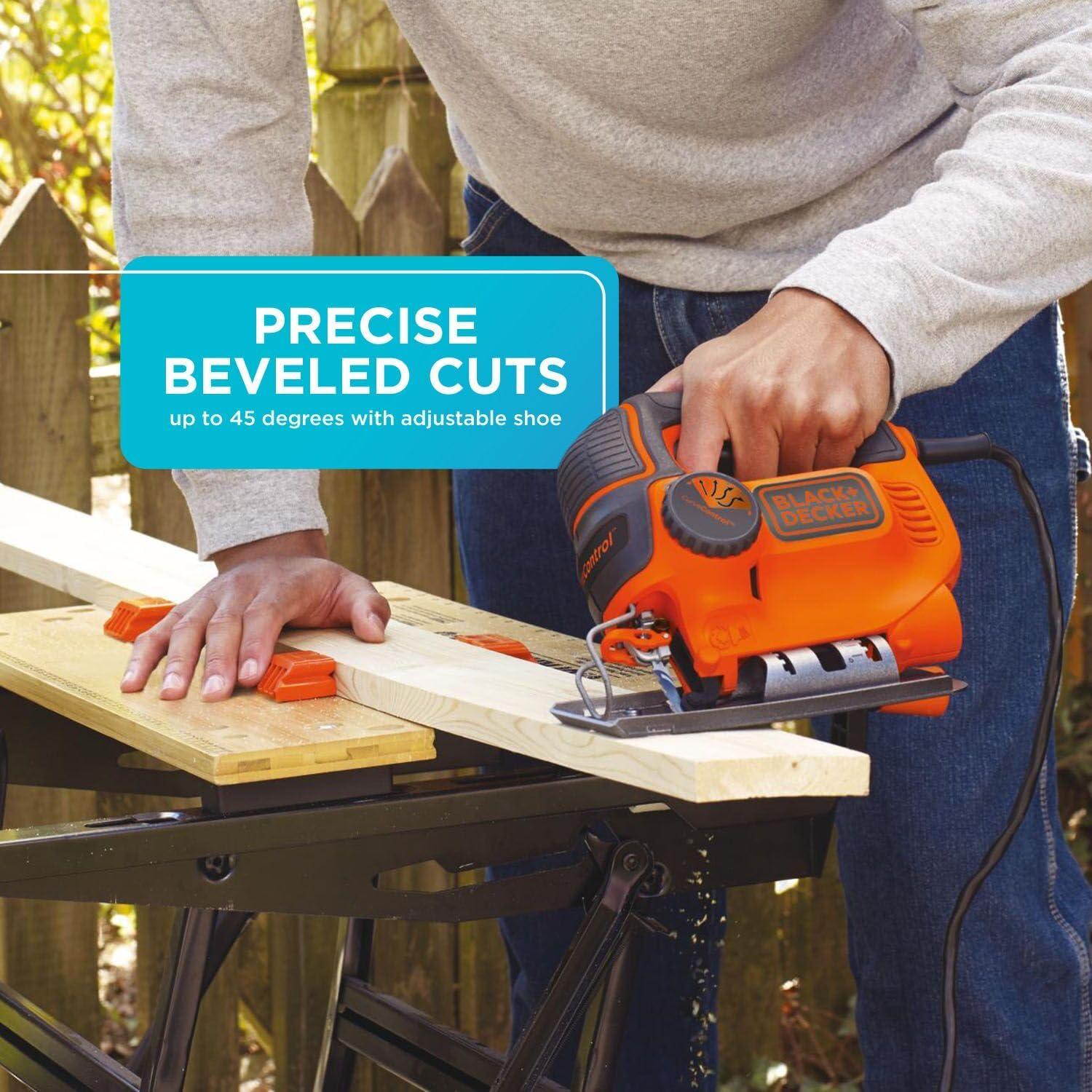 imageBLACKDECKER Jig Saw 5Amp 3000 Blade Speed 45 Degree Beveled Cuts Inch Orbital Blade 4 Curve Settings Corded BDEJS600COne Size