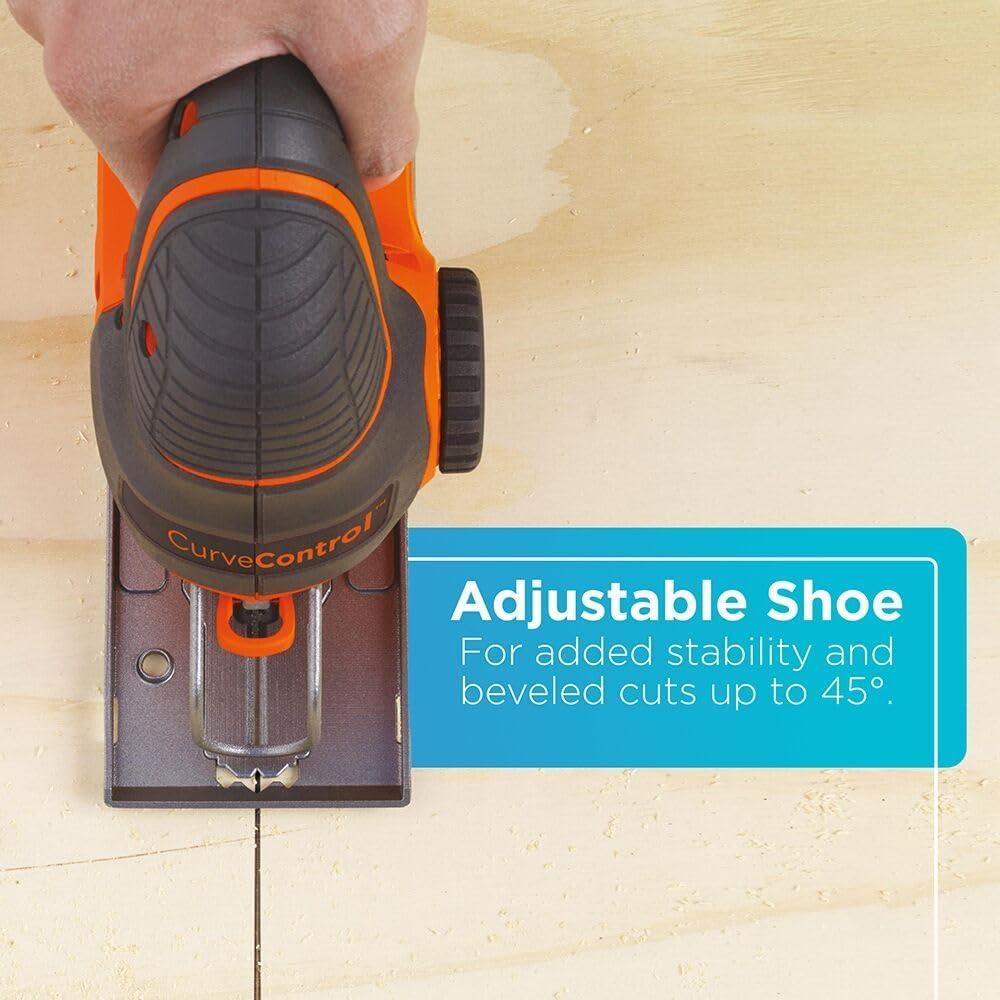 imageBLACKDECKER Jig Saw 5Amp 3000 Blade Speed 45 Degree Beveled Cuts Inch Orbital Blade 4 Curve Settings Corded BDEJS600COne Size