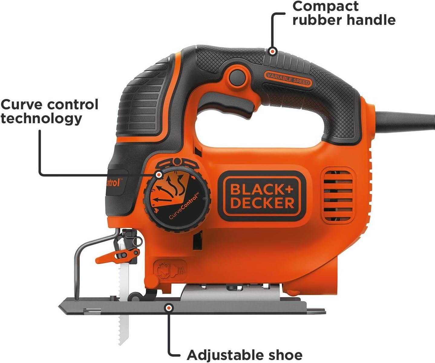 imageBLACKDECKER Jig Saw 5Amp 3000 Blade Speed 45 Degree Beveled Cuts Inch Orbital Blade 4 Curve Settings Corded BDEJS600COne Size