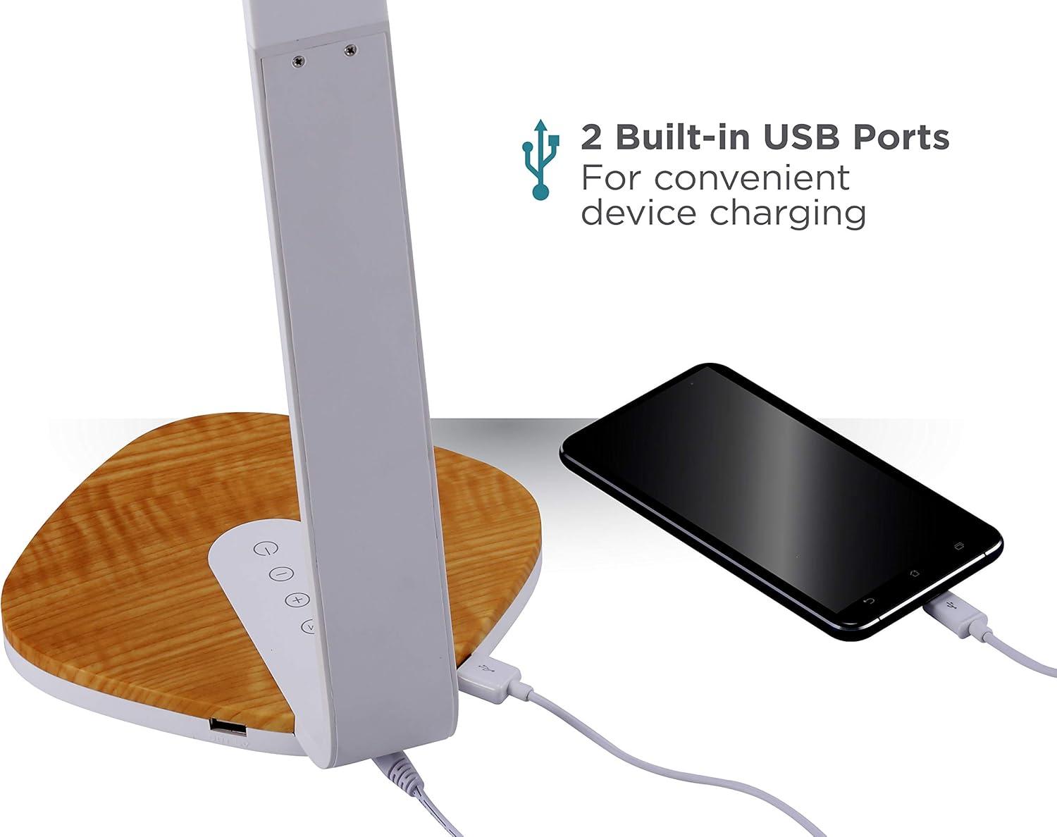 imageBLACKDECKER LED Dimmable Desk Lamp with Wood Grain Base7W White VLED1818BD