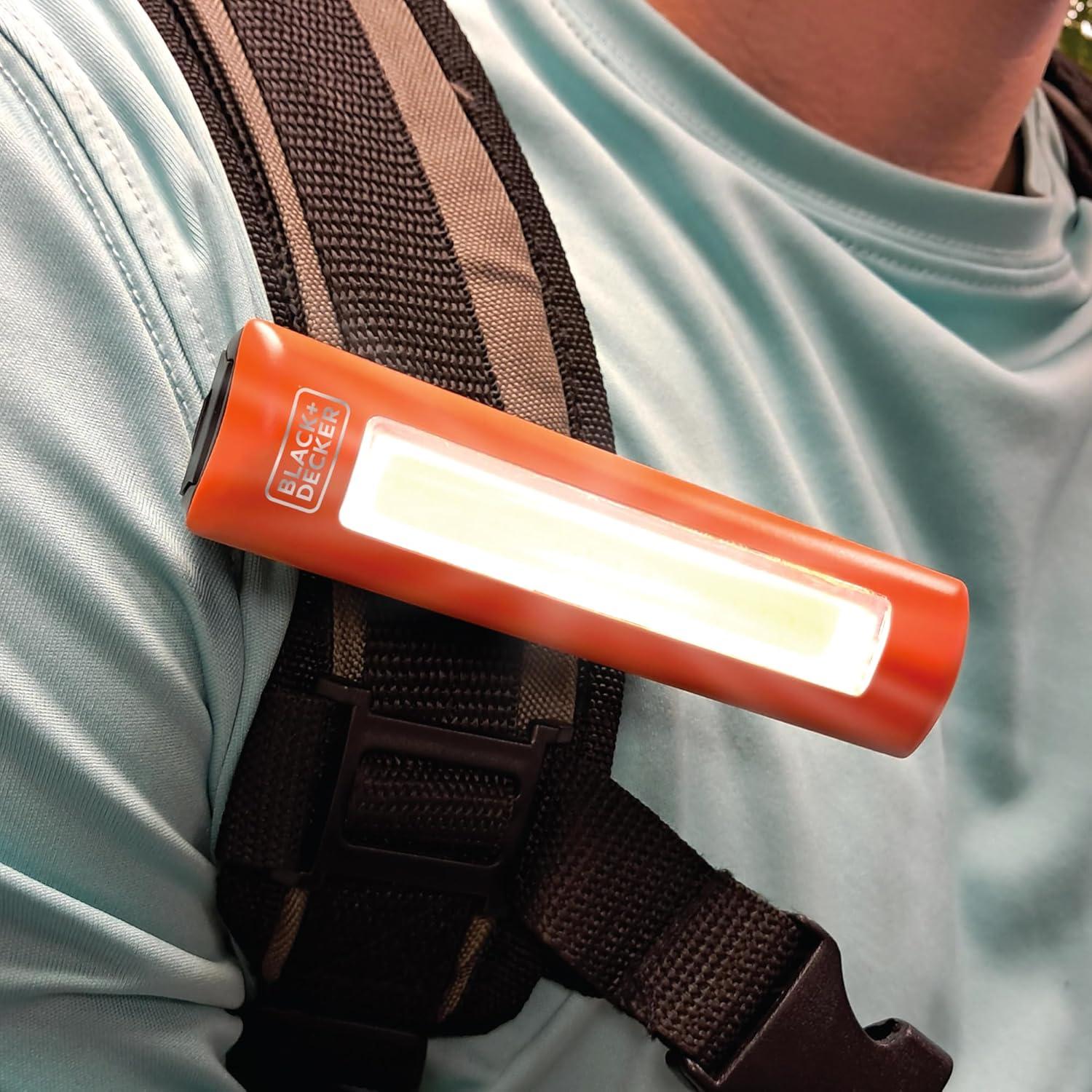 imageBLACKDECKER LED Work Light 300 Lumens AA BatteryPowered Utility Light 3 Brightness Levels amp SOS Mode 2 Magnet Mounts Pocket Clip Compact Lightweight amp Portable Weather Resistant 10 Hour PowerTwo Pack
