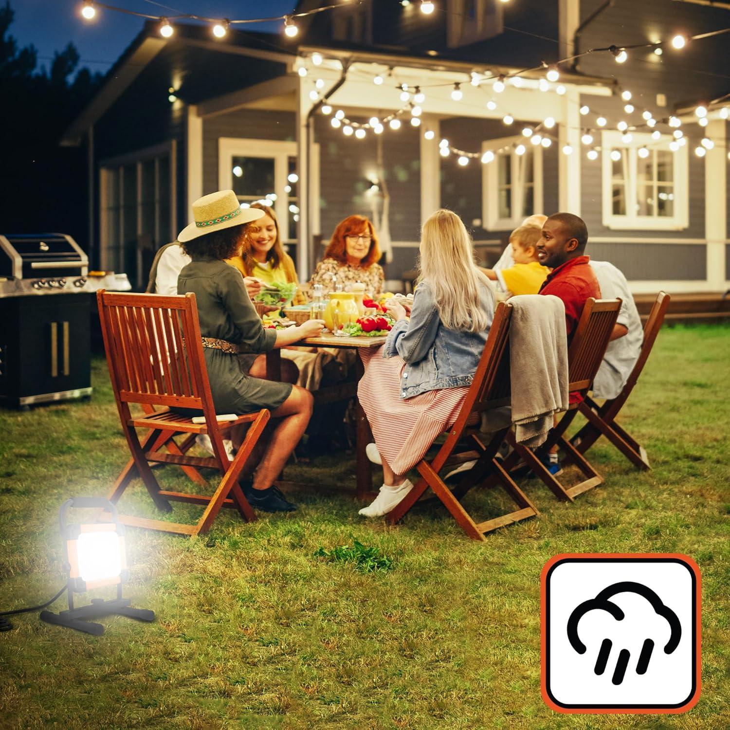 imageBLACKDECKER LED Work Light 3000 Lumens LED Panel Flood Light IP65 Waterproof Shock Resistant 120 Beam Angle ETL Certified Pivoting HStand Tripod Compatible Compact amp Portable 120V Plug