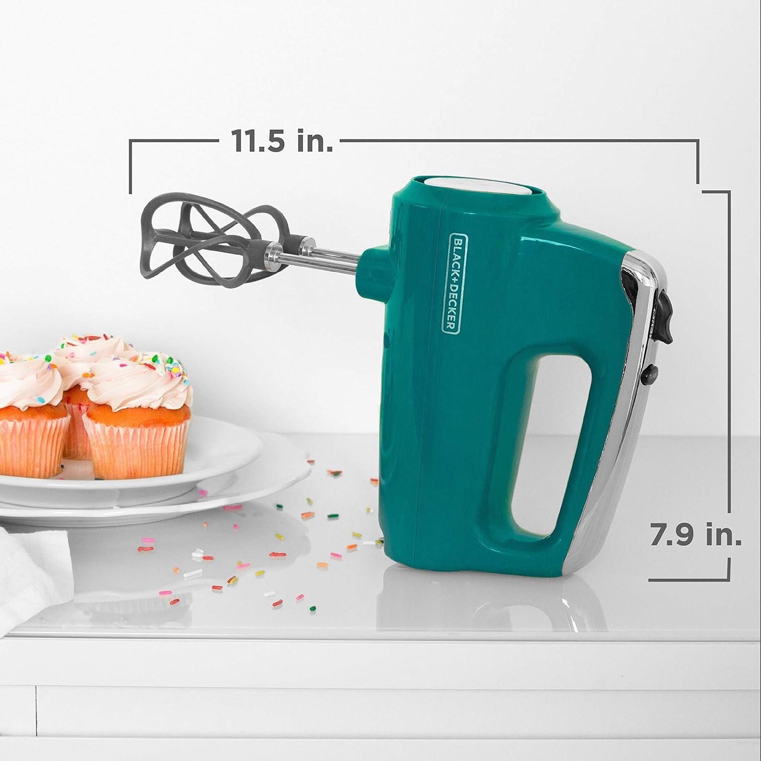 imageBLACKDECKER MX600B Helix Performance Premium 5Speed Hand Mixer 5 Attachments Case BlackTeal