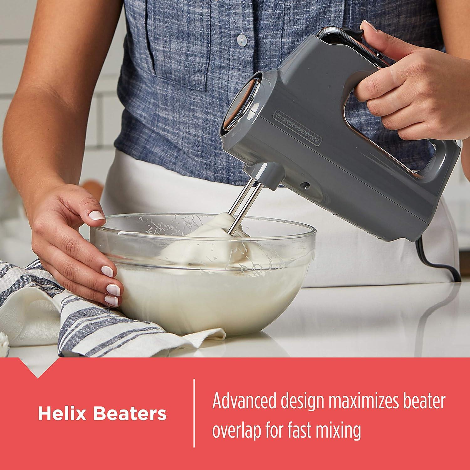 imageBLACKDECKER MX600B Helix Performance Premium 5Speed Hand Mixer 5 Attachments Case Blackgray