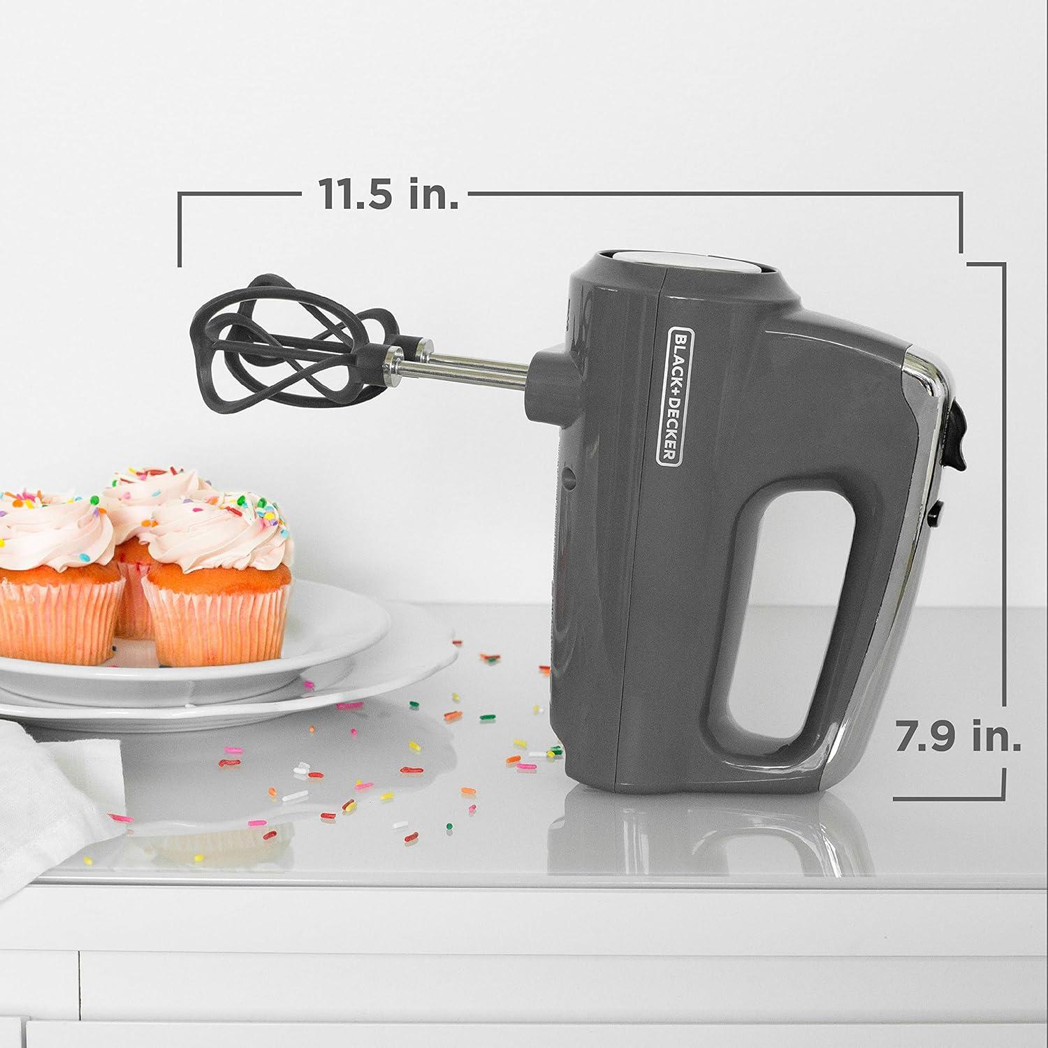 imageBLACKDECKER MX600B Helix Performance Premium 5Speed Hand Mixer 5 Attachments Case Blackgray