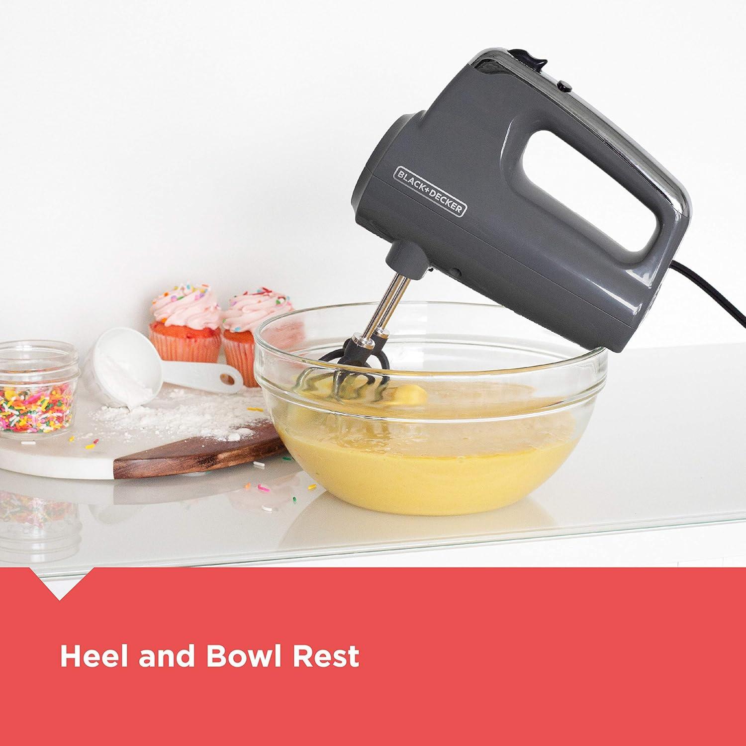 imageBLACKDECKER MX600B Helix Performance Premium 5Speed Hand Mixer 5 Attachments Case Blackgray