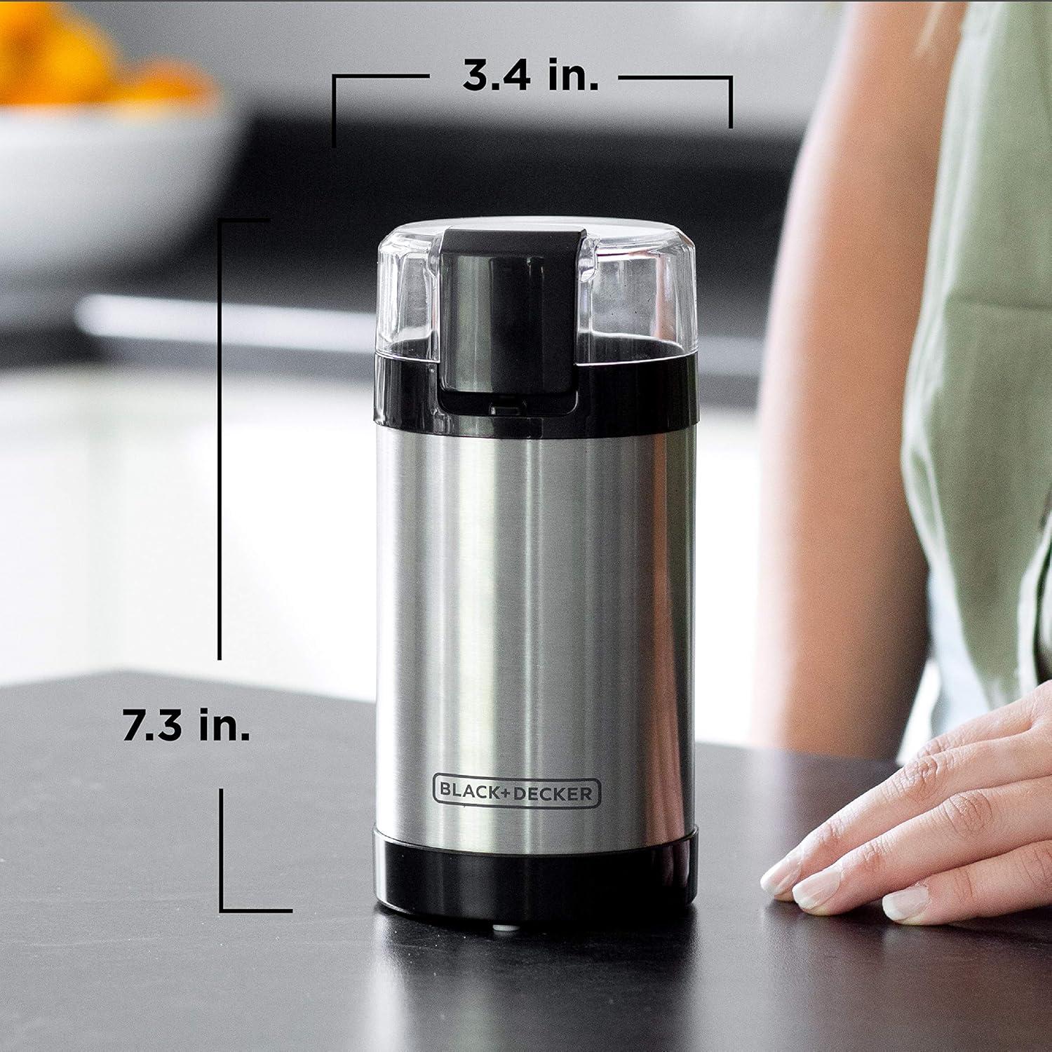 imageBLACKDECKER One Touch Coffee Grinder 23 Cup Coffee Bean Capacity Spice Grinder One Touch PushButton Control 150 Watts Stainless Steel Blades23 Cup Coffee Bean Capacity Pack of 1