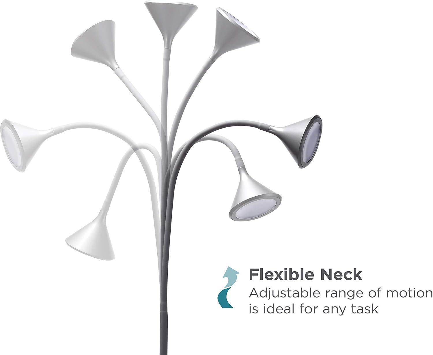 imageBLACKDECKER PureOptics LED Minimalist Floor Lamp 58 Height with Weighted Base Adjustable Gooseneck Flicker Free EcoFriendly Foot Switch GrayFloor Lamp