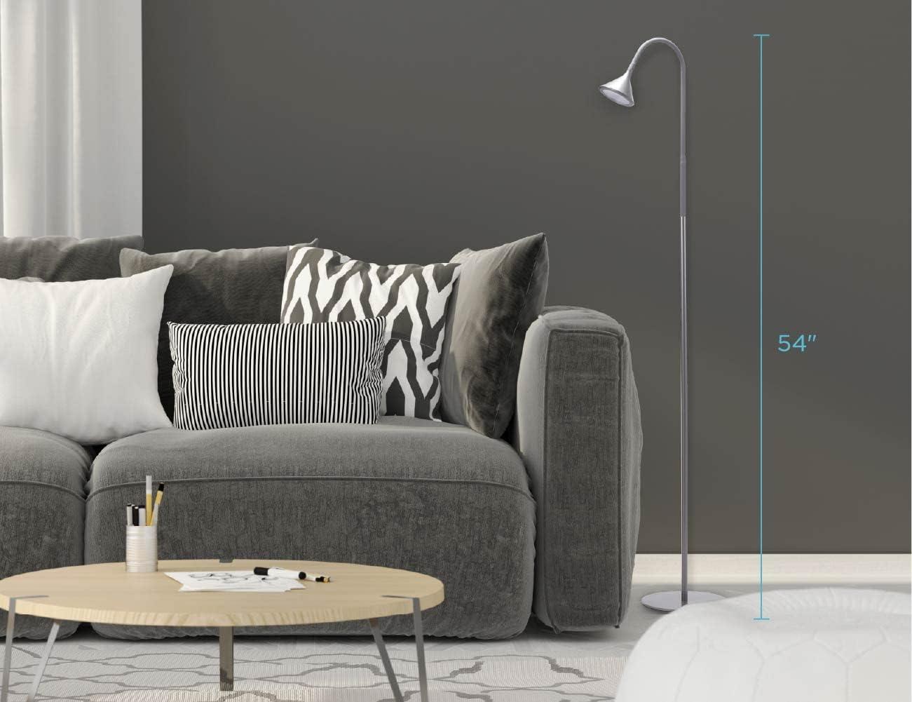 imageBLACKDECKER PureOptics LED Minimalist Floor Lamp 58 Height with Weighted Base Adjustable Gooseneck Flicker Free EcoFriendly Foot Switch GrayFloor Lamp