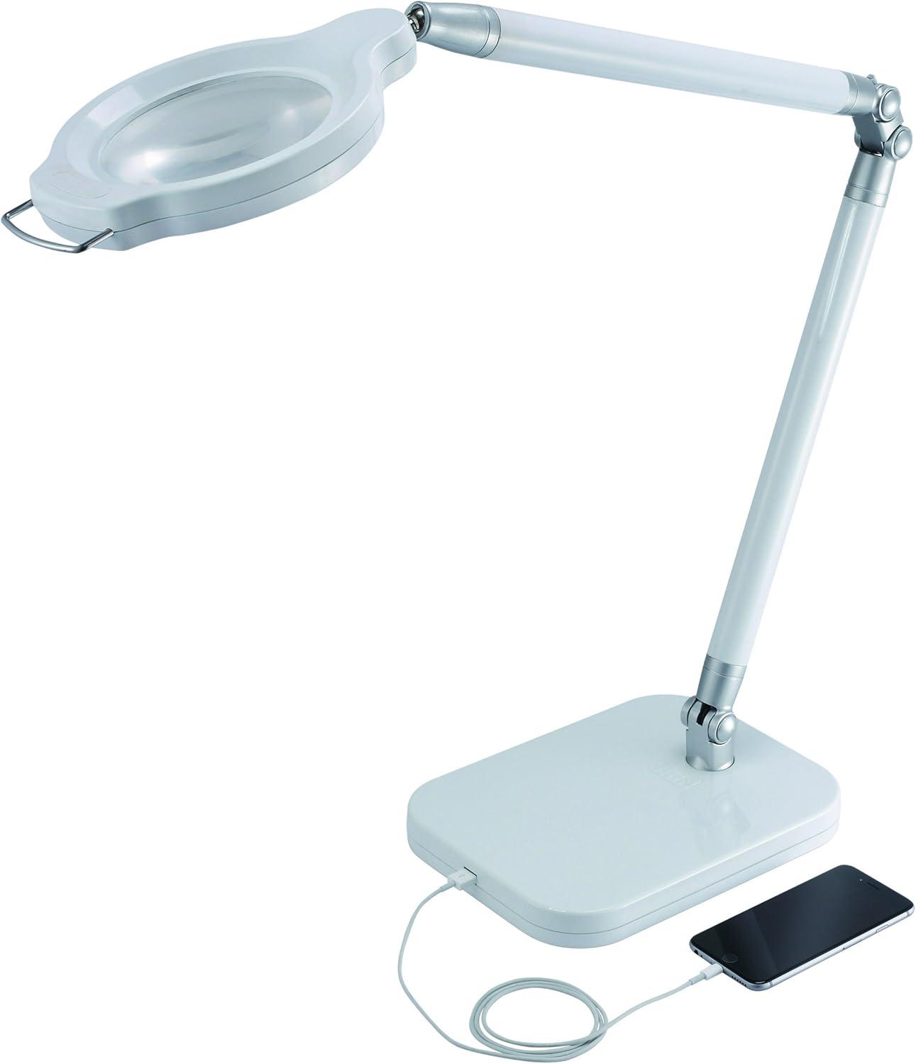 imageBLACKDECKER PureOptics Summit Zoom Magnifier 10W FlickerFree Natural Daylight LED Desk Lamp 5Diopter Lens USB Port 6 Dimming Levels 416 Lumens White LED10ARCMAGWHT