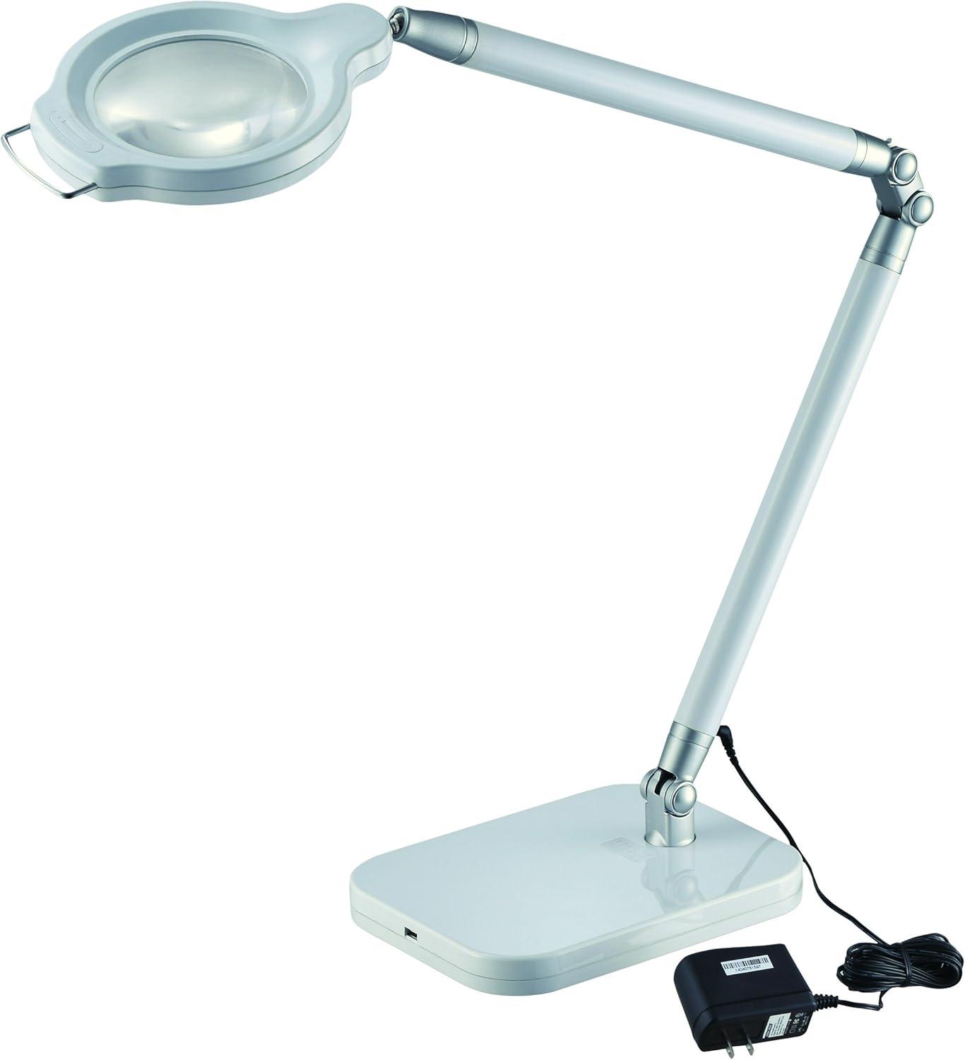 imageBLACKDECKER PureOptics Summit Zoom Magnifier 10W FlickerFree Natural Daylight LED Desk Lamp 5Diopter Lens USB Port 6 Dimming Levels 416 Lumens White LED10ARCMAGWHT
